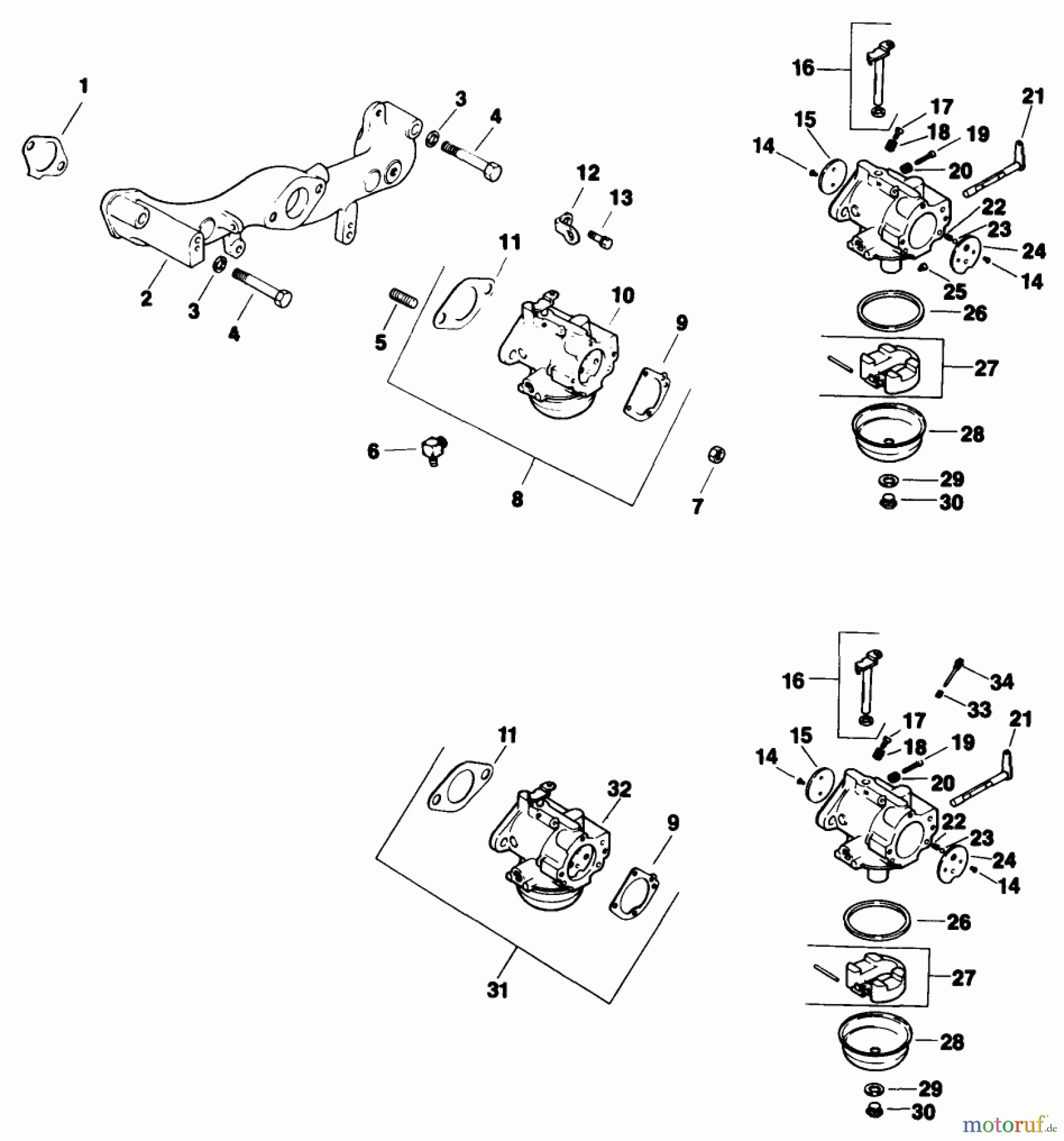  Toro Neu Mowers, Drive Unit Only 30180 - Toro Mid-Size Proline Gear Traction Unit, 16 hp, 1993 (390001-399999) CARBURETOR-ENGINE MODEL NO. MV16S-TYPE 56519