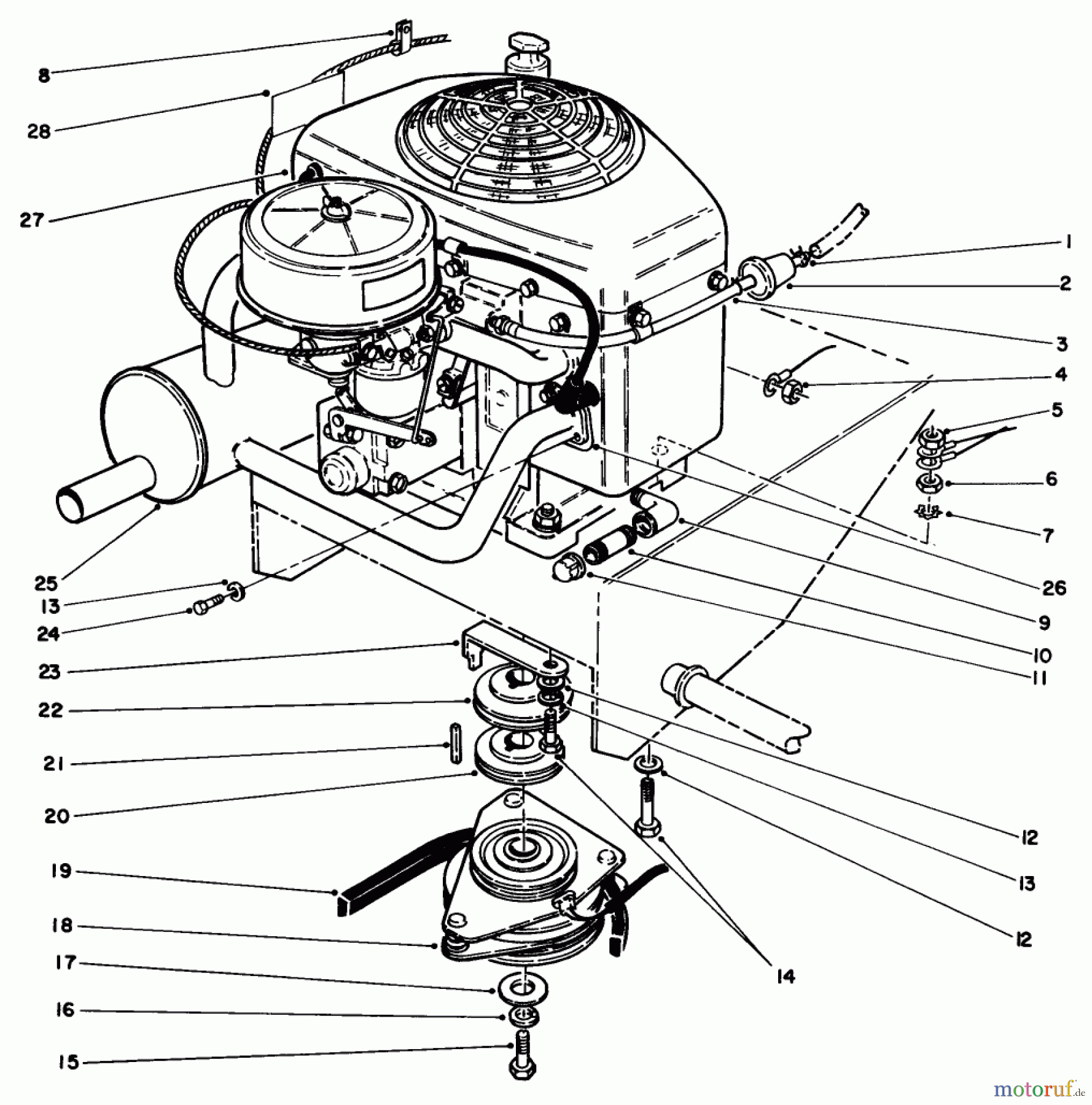  Toro Neu Mowers, Drive Unit Only 30180 - Toro Mid-Size Proline Gear Traction Unit, 16 hp, 1993 (390001-399999) ENGINE ASSEMBLY