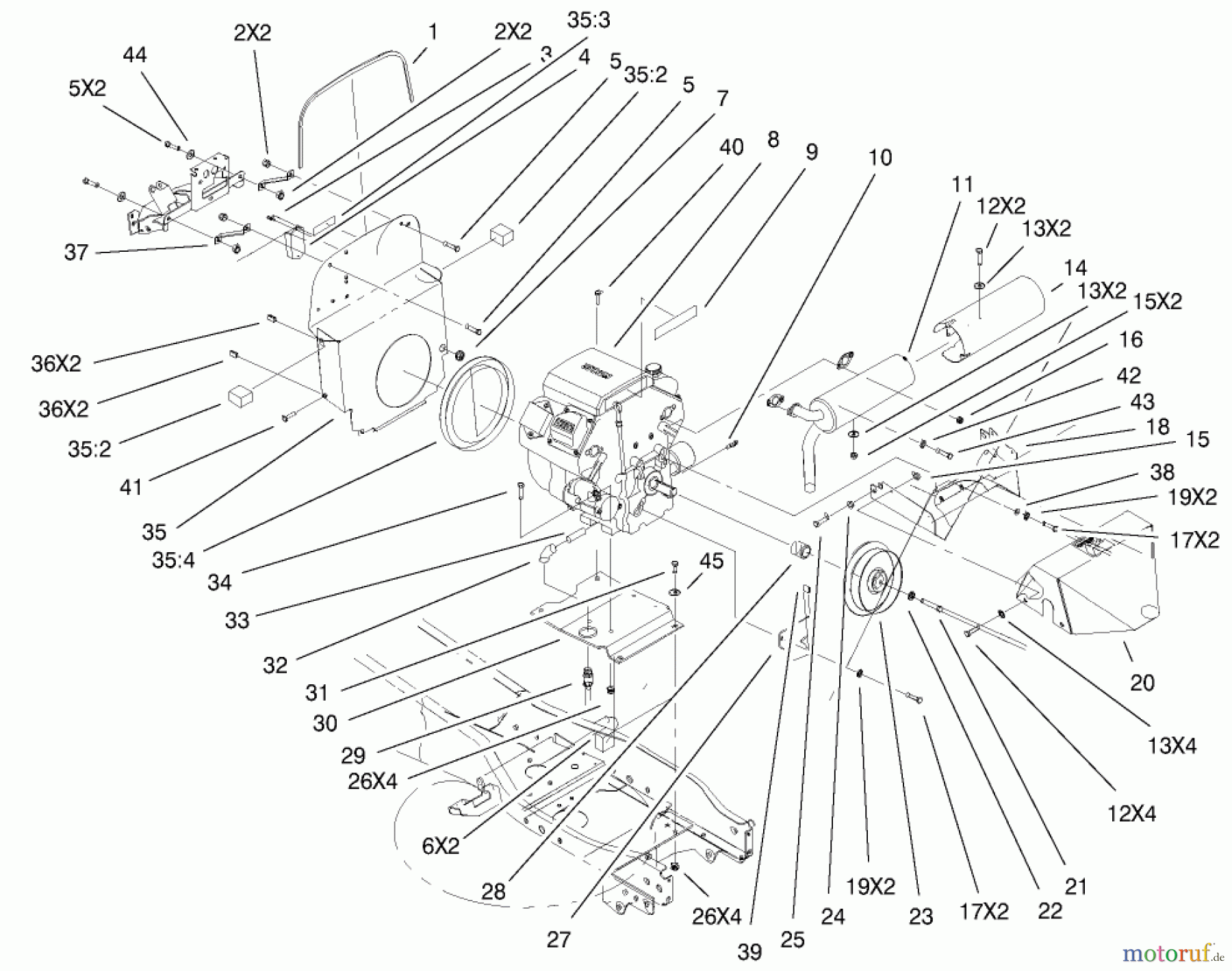 Toro Neu Mowers, Lawn & Garden Tractor Seite 1 73561SEI (522xi) - Toro 522xi Indy Special Edition Garden Tractor, 2000 (200000001-200999999) AIR COOLED ENGINE ASSEMBLY