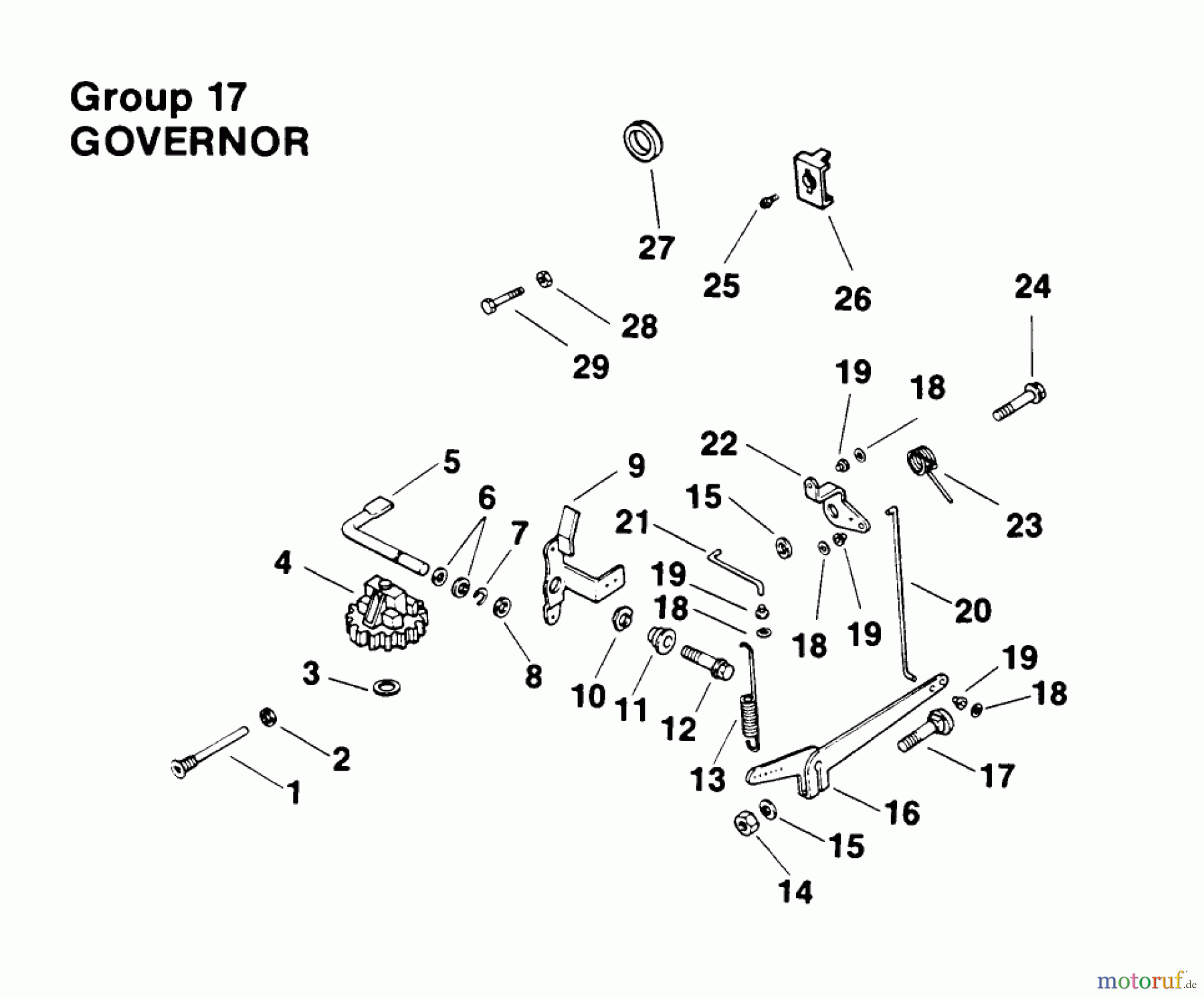Toro Neu Mowers, Drive Unit Only 30180 - Toro Mid-Size Proline Gear Traction Unit, 16 hp, 1994 (490731-499999) GOVERNOR-ENGINE KOHLER MODEL NO. MV16S-TYPE PS56519