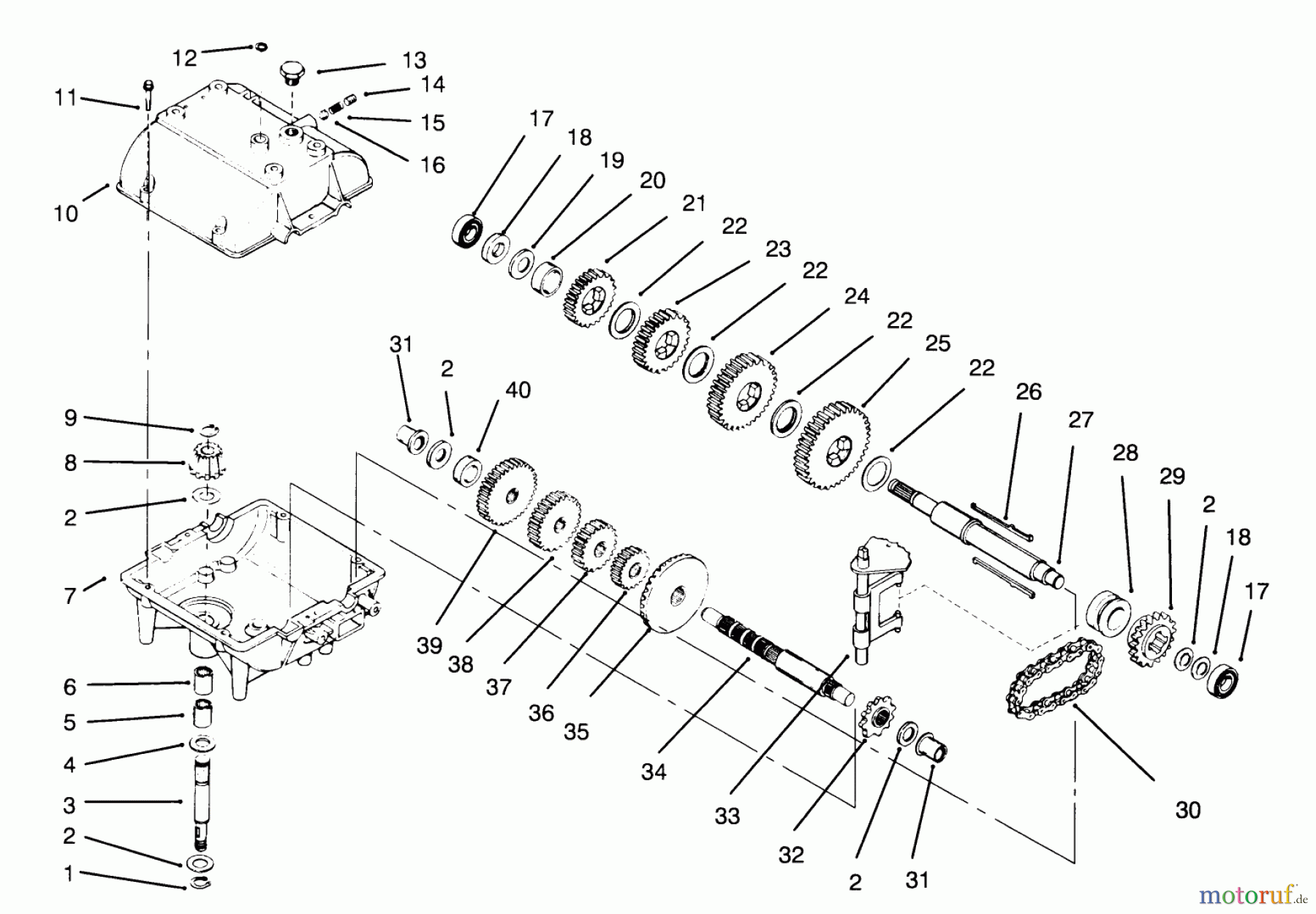 Toro Neu Mowers, Drive Unit Only 30180 - Toro Mid-Size Proline Gear Traction Unit, 16 hp, 1994 (490731-499999) PEERLESS TRANSMISSION MODEL NO. 700-039