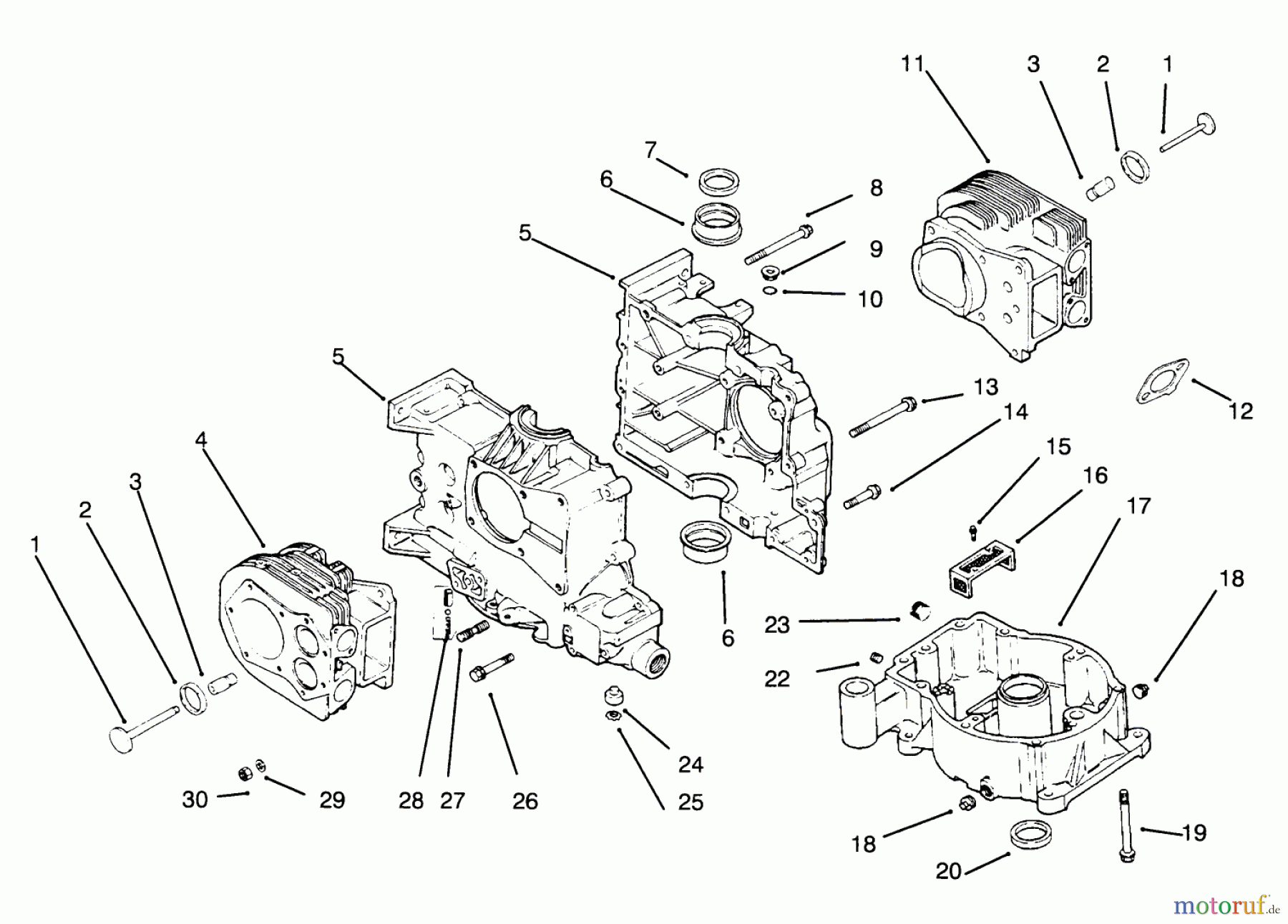 Toro Neu Mowers, Drive Unit Only 30180 - Toro Mid-Size Proline Gear Traction Unit, 16 hp, 1995 (590001-599999) CRANKCASE, OIL PAN AND EXHAUST GASKET ENGINE KOHLER MODEL NO. MV16S-TYPE PS56519