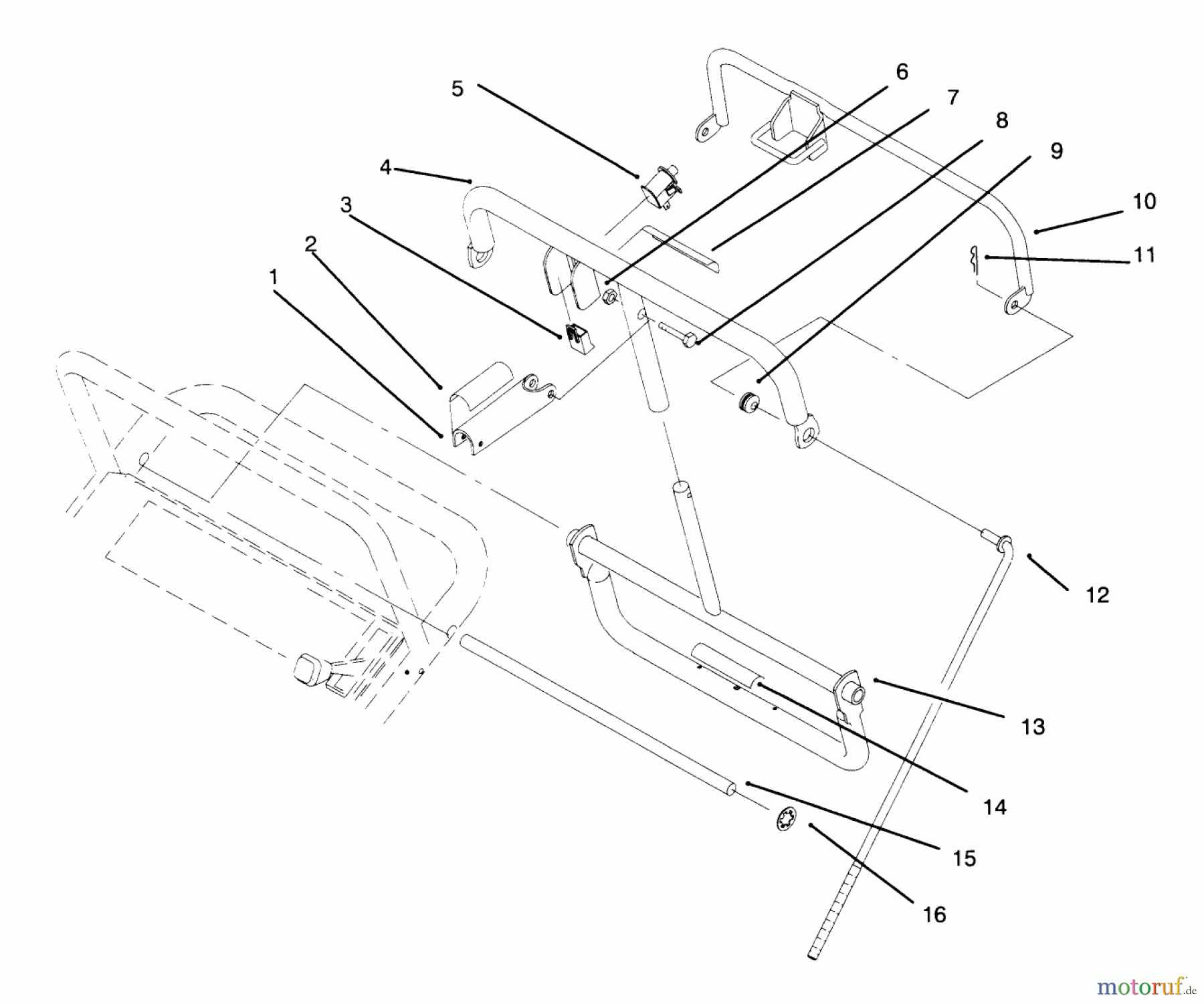 Toro Neu Mowers, Drive Unit Only 30180 - Toro Mid-Size Proline Gear Traction Unit, 16 hp, 1995 (590001-599999) HANDLE ASSEMBLY #2