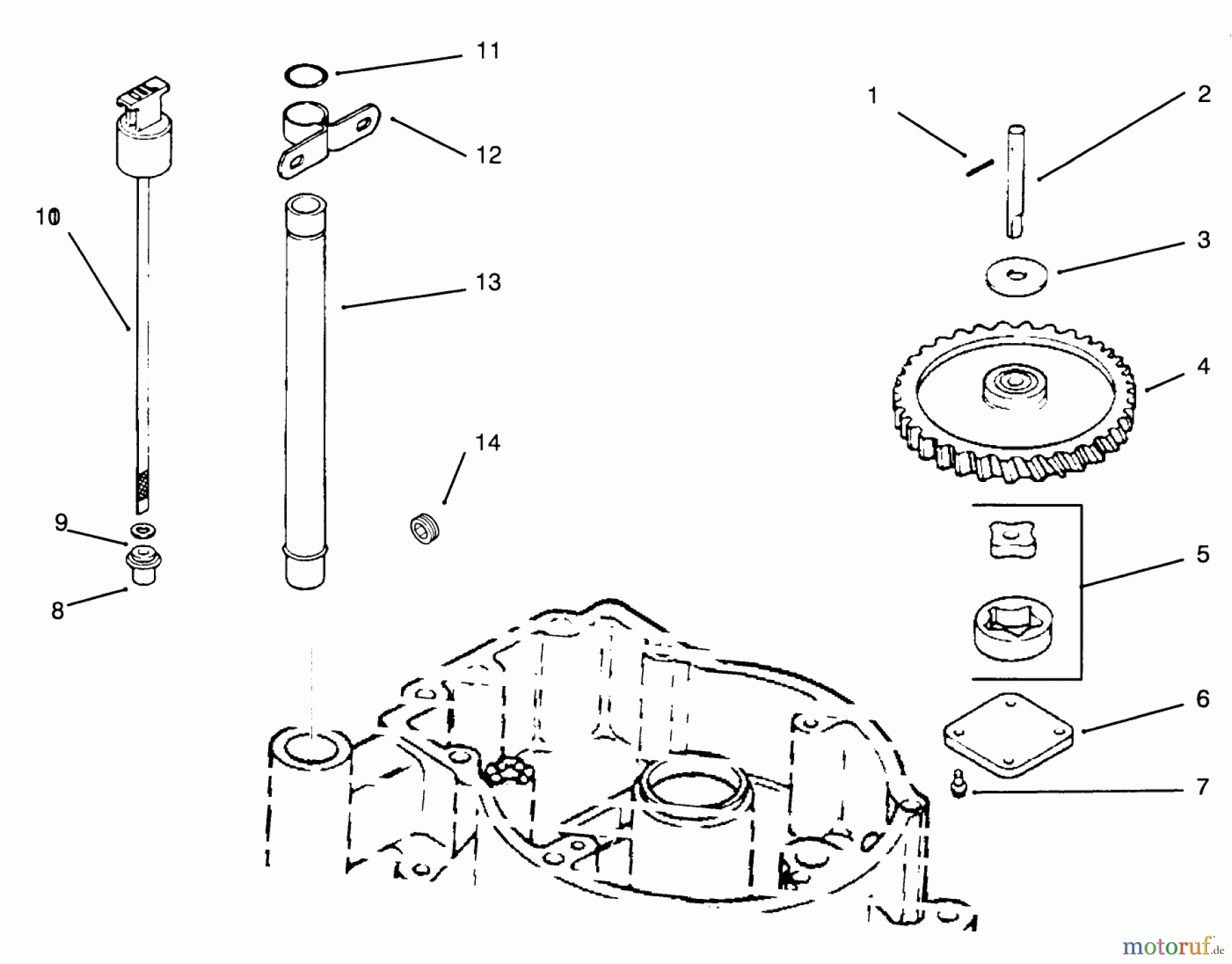 Toro Neu Mowers, Drive Unit Only 30180 - Toro Mid-Size Proline Gear Traction Unit, 16 hp, 1995 (590001-599999) OIL PUMP AND DIPSTICK ENGINE KOHLER MODEL NO. MV16S-TYPE PS56519