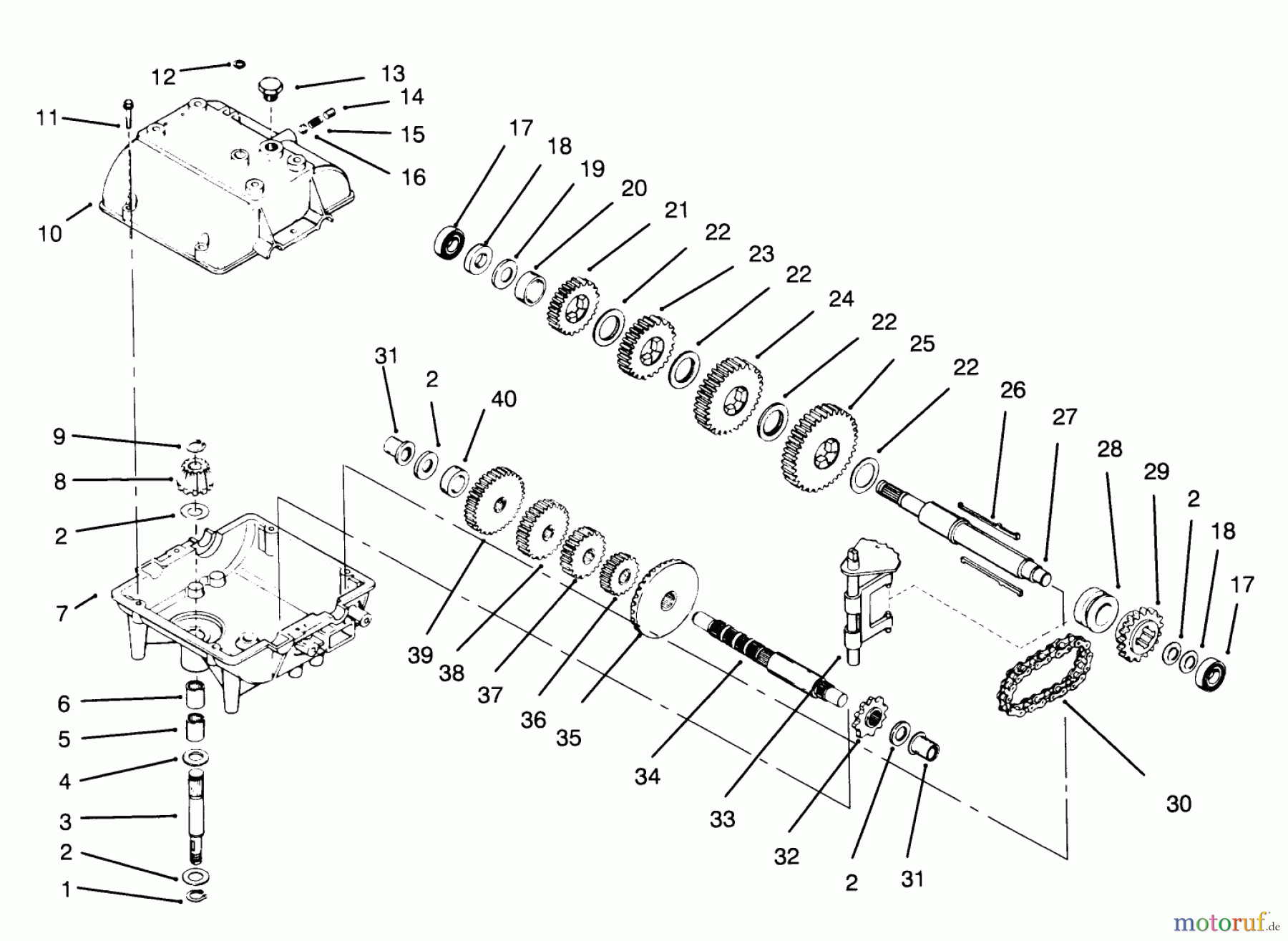  Toro Neu Mowers, Drive Unit Only 30180 - Toro Mid-Size Proline Gear Traction Unit, 16 hp, 1995 (590001-599999) PEERLESS TRANSMISSION MODEL NO. 700-039