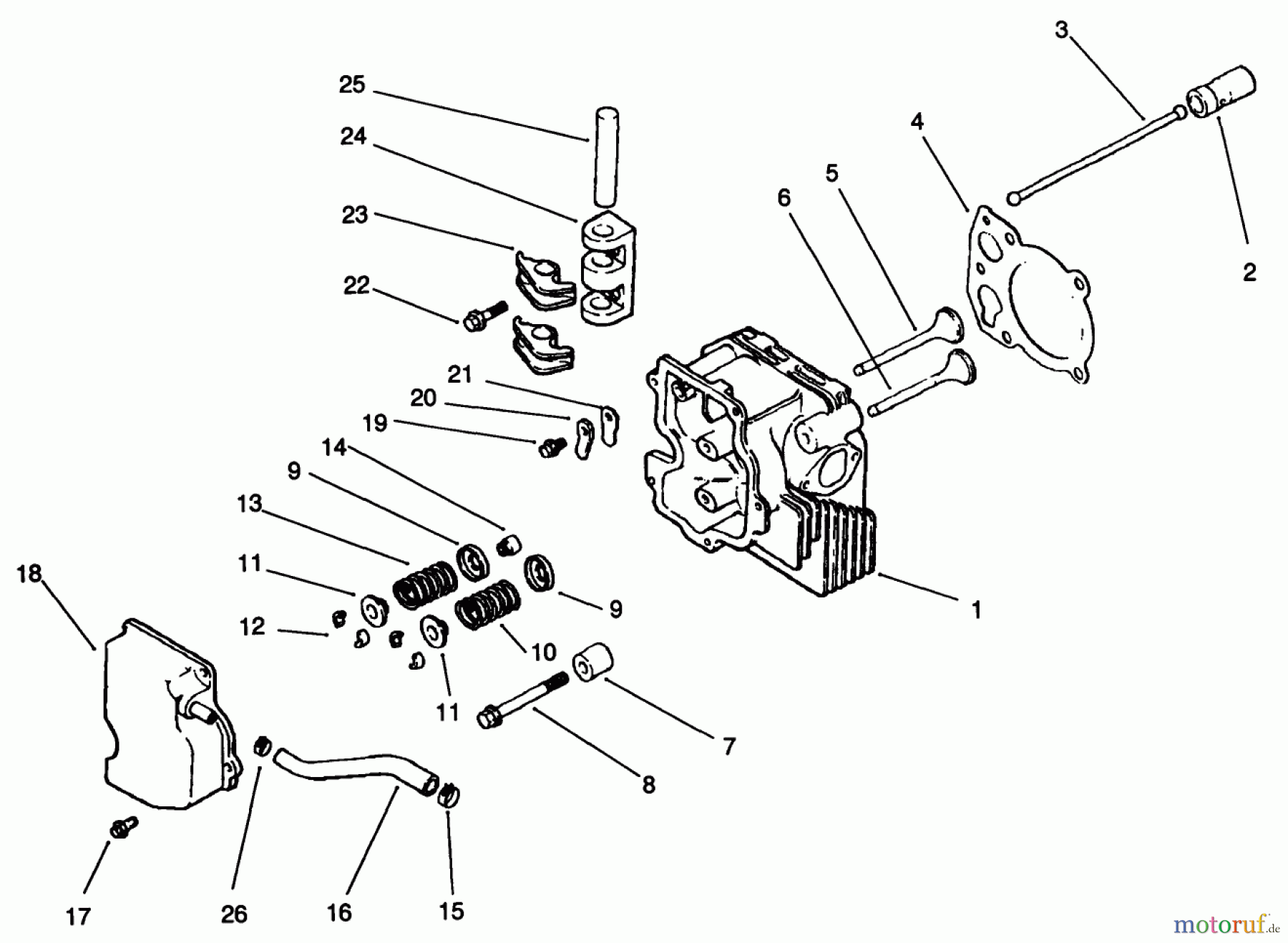 Toro Neu Mowers, Drive Unit Only 30185 - Toro Mid-Size Proline Hydro Traction Unit, 14 hp, 1991 (10000001-19999999) CYLINDER HEAD/VALVE/BREATHER-ENGINE KOHLER MODEL NO. CV14 S1429