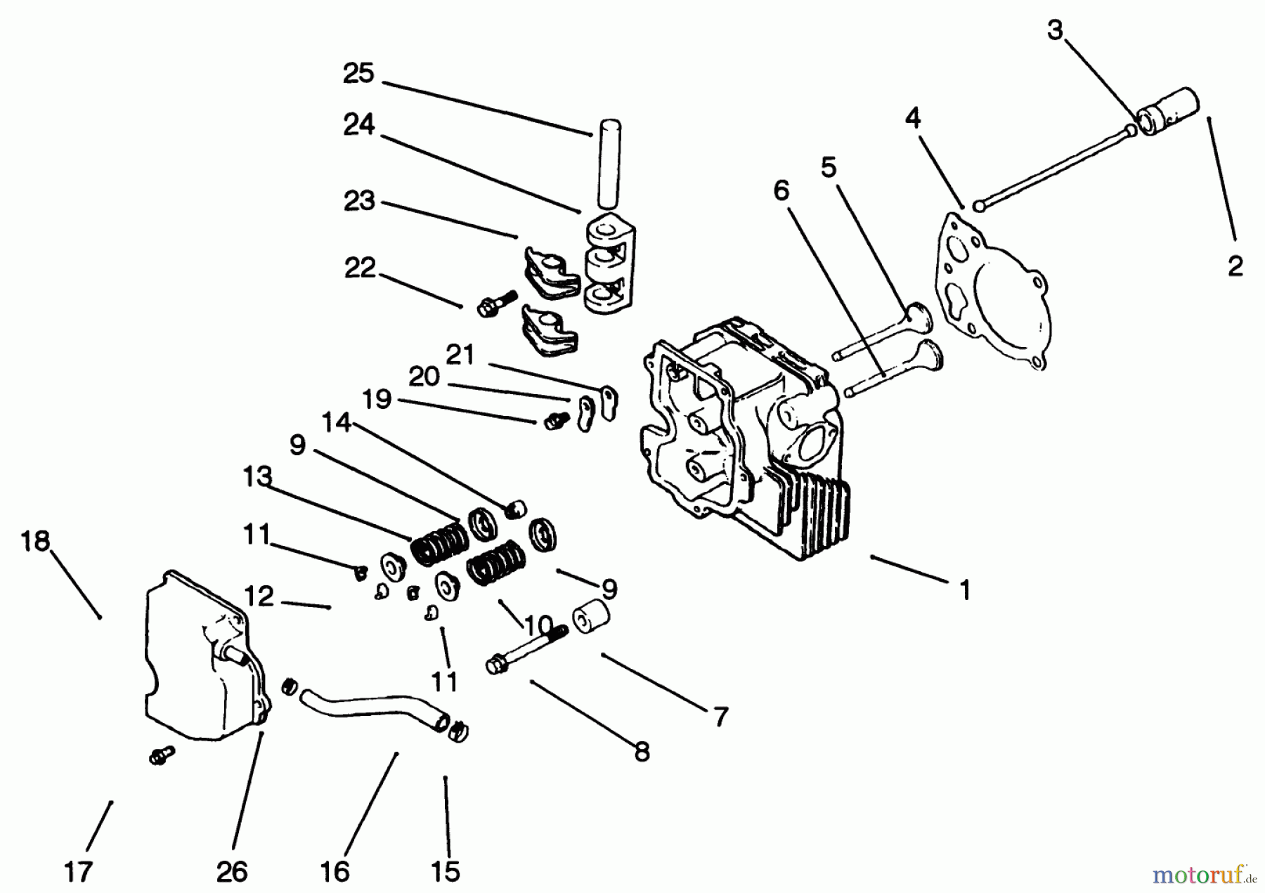 Toro Neu Mowers, Drive Unit Only 30185 - Toro Mid-Size Proline Hydro Traction Unit, 14 hp, 1992 (20000001-29999999) CYLINDER HEAD/VALVE/BREATHER-ENGINE KOHLER MODEL NO. CV14 S-1429