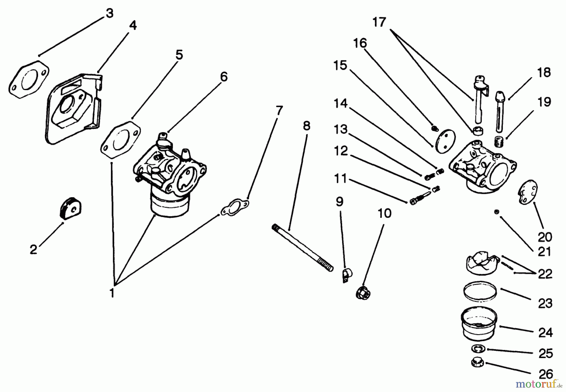 Toro Neu Mowers, Drive Unit Only 30185 - Toro Mid-Size Proline Hydro Traction Unit, 14 hp, 1992 (20000001-29999999) FUEL SYSTEM-ENGINE KOHLER MODEL NO. CV14 S-1429
