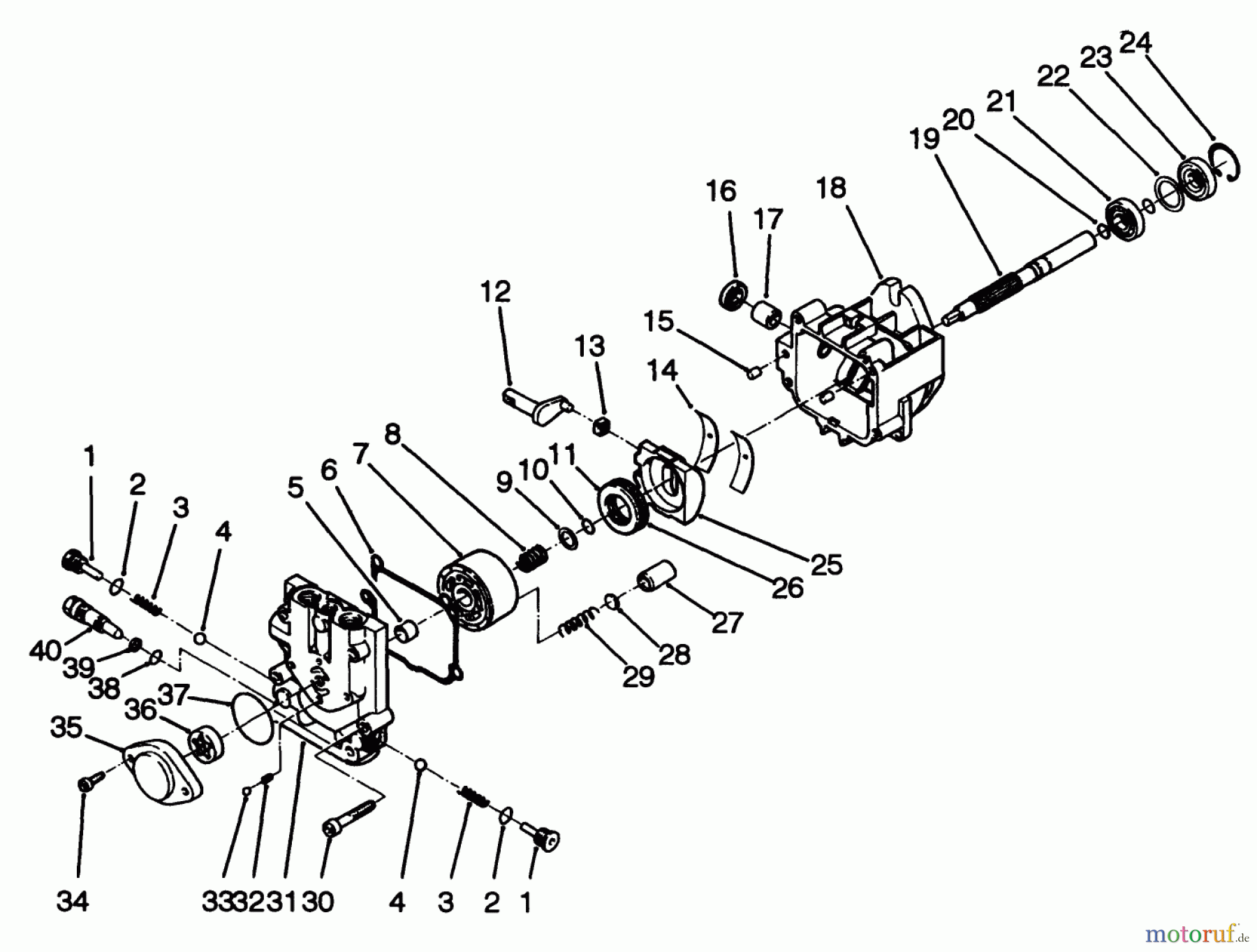 Toro Neu Mowers, Drive Unit Only 30185 - Toro Mid-Size Proline Hydro Traction Unit, 14 hp, 1992 (20000001-29999999) HYDRAULIC PUMP ASSEMBLY NO. 82-8220