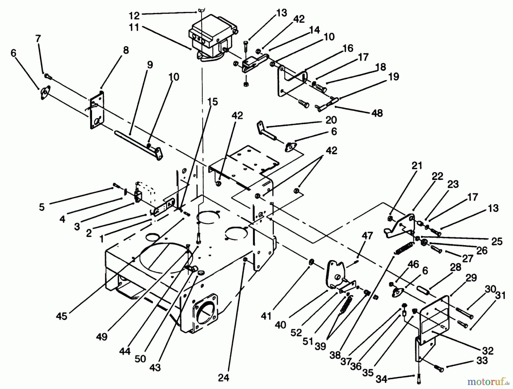 Toro Neu Mowers, Drive Unit Only 30185 - Toro Mid-Size Proline Hydro Traction Unit, 14 hp, 1992 (20000001-29999999) HYDRAULIC PUMP & LINKAGE ASSEMBLY