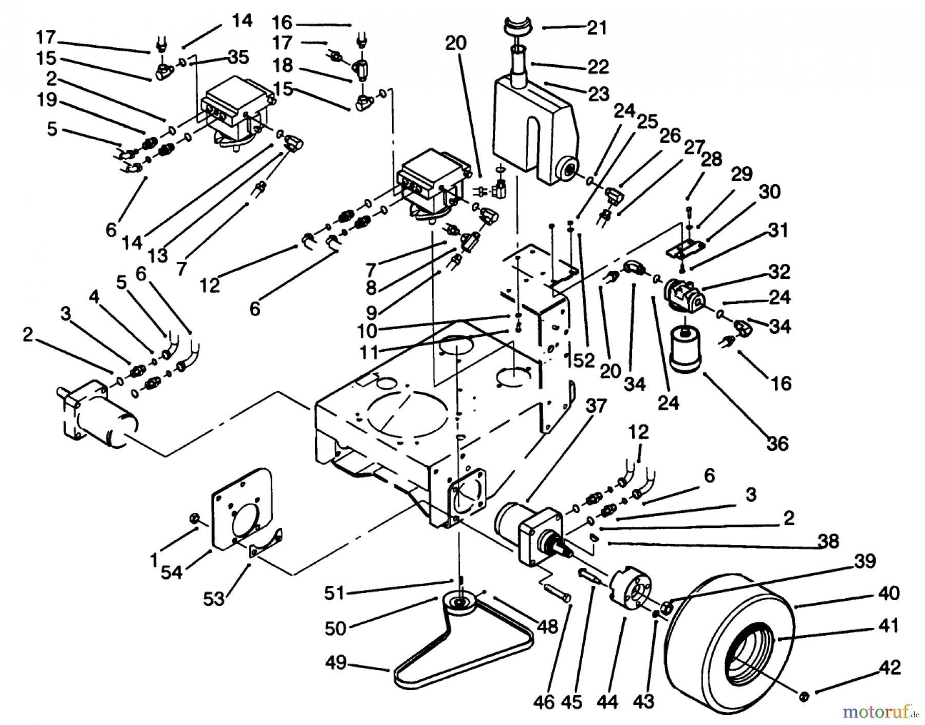 Toro Neu Mowers, Drive Unit Only 30185 - Toro Mid-Size Proline Hydro Traction Unit, 14 hp, 1992 (20000001-29999999) WHEEL ASSEMBLY & HYDRAULIC COMPONENTS