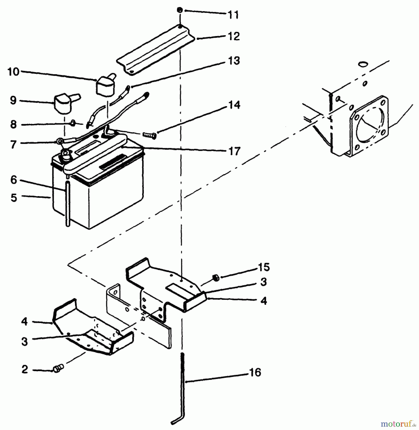  Toro Neu Mowers, Drive Unit Only 30185 - Toro Mid-Size Proline Hydro Traction Unit, 14 hp, 1993 (39000001-39999999) BATTERY ASSEMBLY
