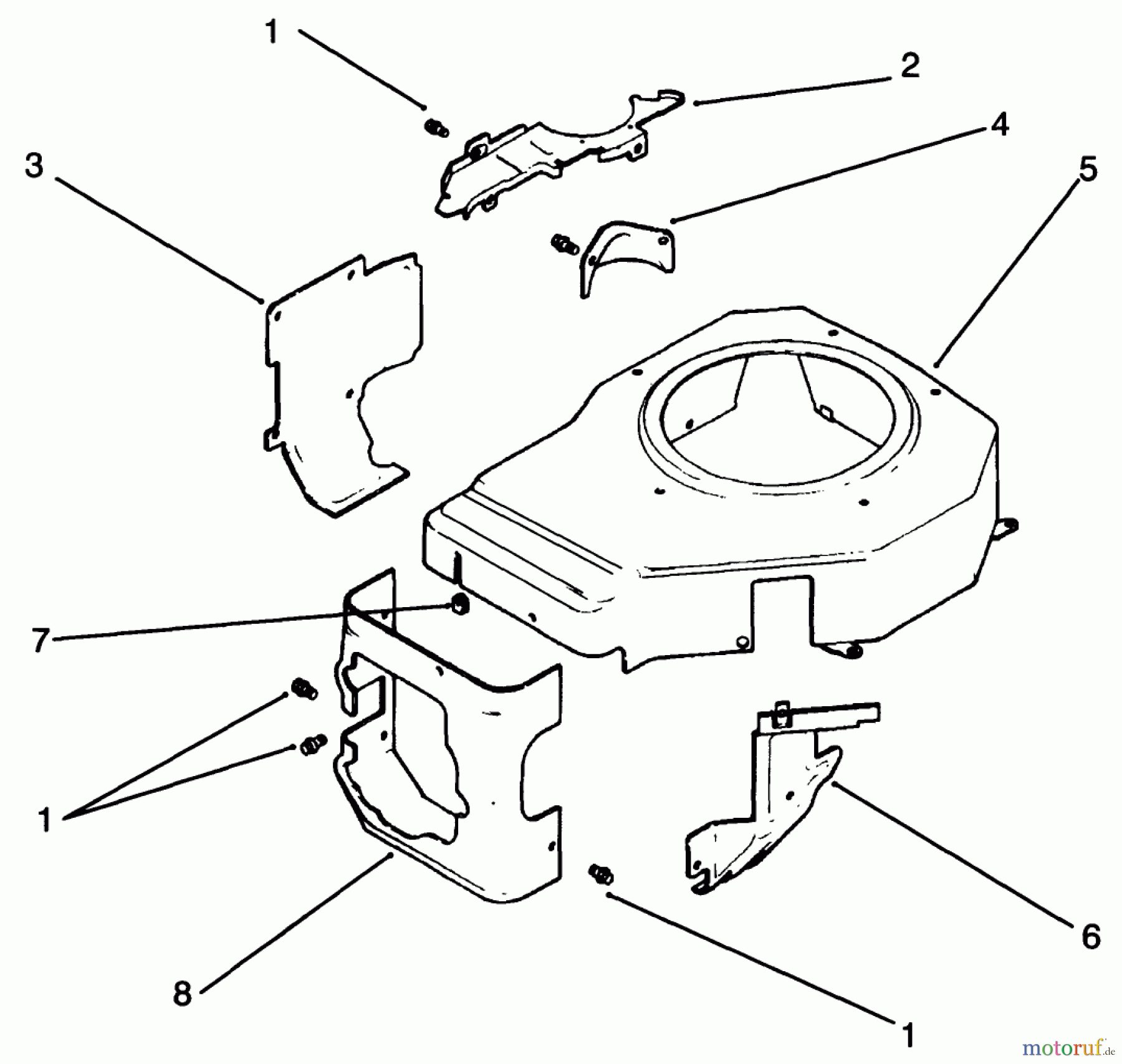  Toro Neu Mowers, Drive Unit Only 30185 - Toro Mid-Size Proline Hydro Traction Unit, 14 hp, 1993 (39000001-39999999) BLOWER HOUSING & BAFFLE-ENGINE KOHLER MODEL NO. CV14 S-1429