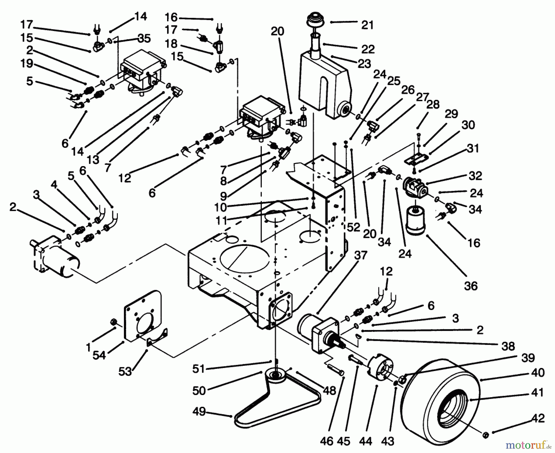  Toro Neu Mowers, Drive Unit Only 30185 - Toro Mid-Size Proline Hydro Traction Unit, 14 hp, 1993 (39000001-39999999) WHEEL ASSEMBLY & HYDRAULIC COMPONENTS