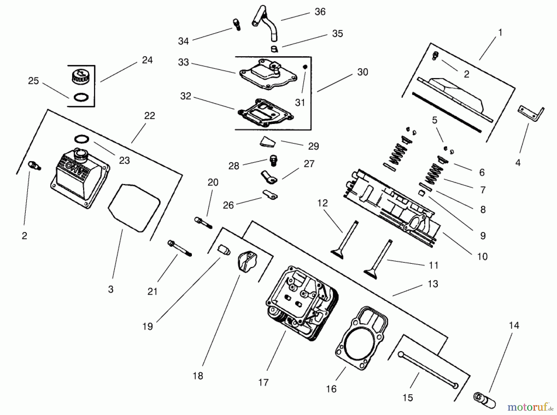  Toro Neu Mowers, Lawn & Garden Tractor Seite 1 73561SEI (522xi) - Toro 522xi Indy Special Edition Garden Tractor, 2000 (200000001-200999999) HEAD/VALVE/BREATHER-KOHLER #CH22S-PS-66545