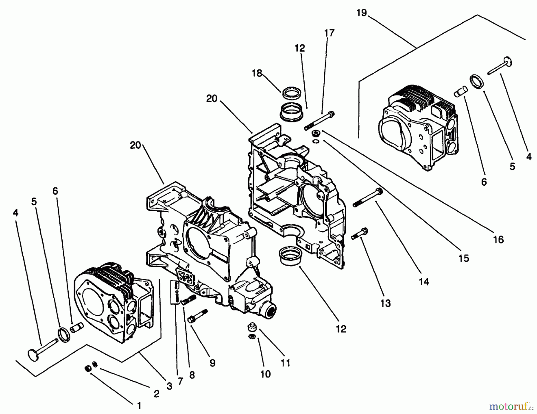 Toro Neu Mowers, Drive Unit Only 30190 - Toro Mid-Size Proline Hydro Traction Unit, 18 hp, 1991 (10000001-19999999) CRANKCASE-KOHLER ENGINE MODEL NO. MV18S-TYPE 58543 #1