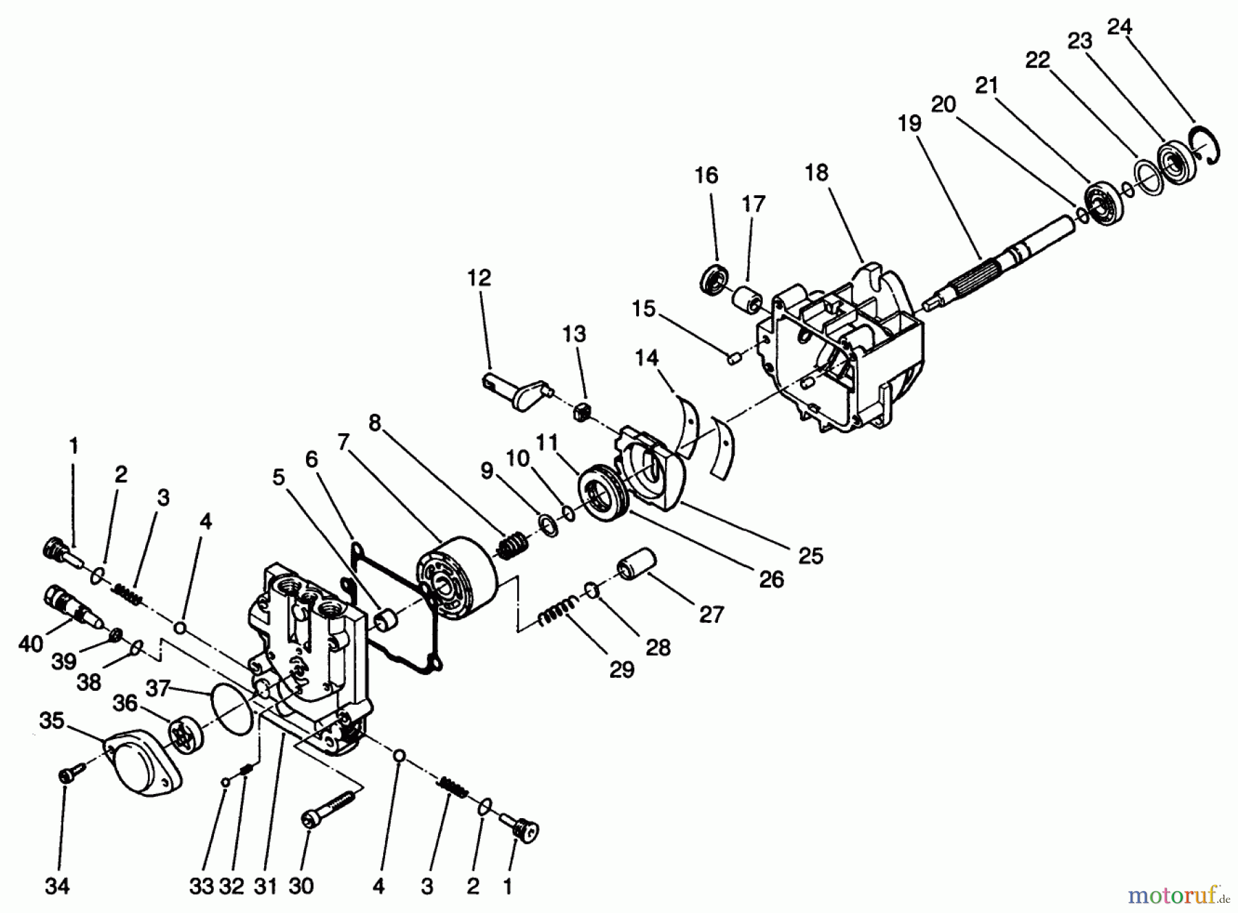  Toro Neu Mowers, Drive Unit Only 30190 - Toro Mid-Size Proline Hydro Traction Unit, 18 hp, 1991 (10000001-19999999) HYDRAULIC PUMP ASSEMBLY NO. 82-8220