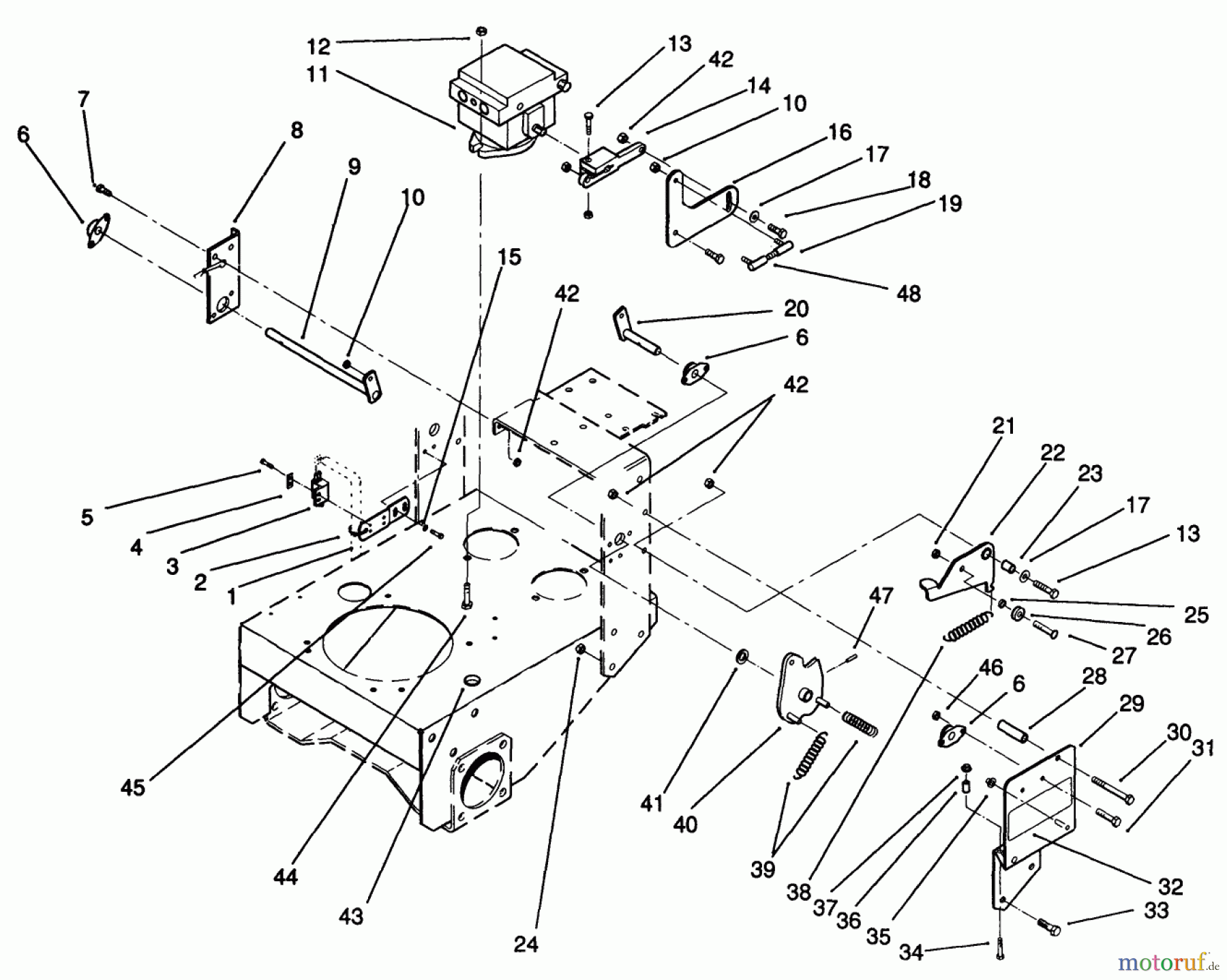  Toro Neu Mowers, Drive Unit Only 30190 - Toro Mid-Size Proline Hydro Traction Unit, 18 hp, 1991 (10000001-19999999) HYDRAULIC PUMP & LINKAGE ASSEMBLY