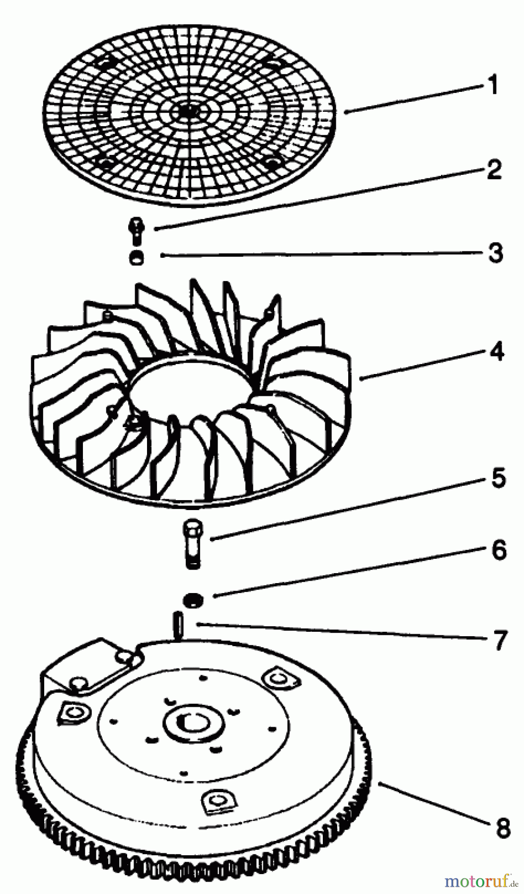 Toro Neu Mowers, Drive Unit Only 30190 - Toro Mid-Size Proline Hydro Traction Unit, 18 hp, 1994 (49000001-49999999) FLYWHEEL-ENGINE MODEL NO. MV18S-TYPE 58543