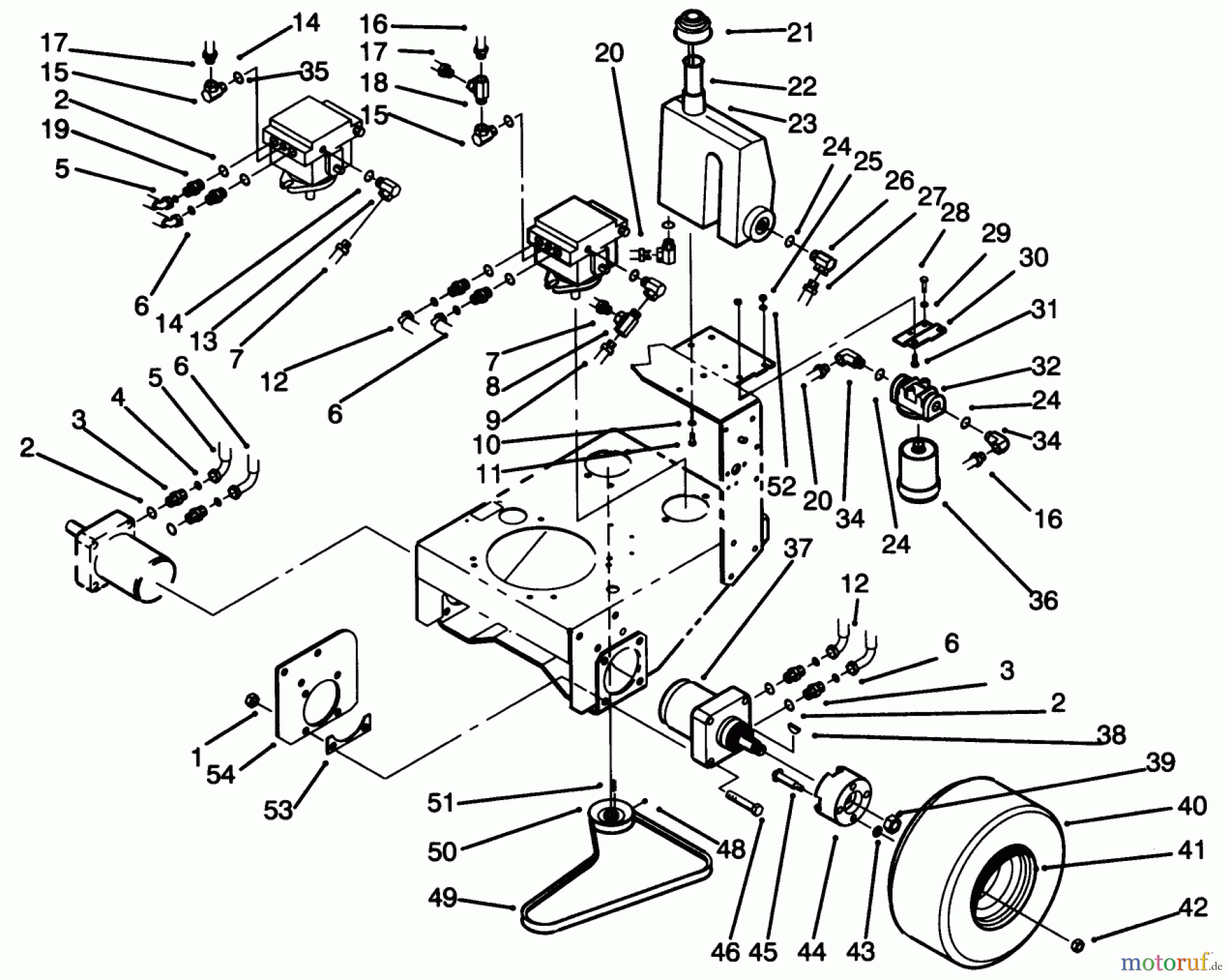 Toro Neu Mowers, Drive Unit Only 30190 - Toro Mid-Size Proline Hydro Traction Unit, 18 hp, 1994 (49000001-49999999) WHEEL ASSEMBLY & HYDRAULIC COMPONENTS