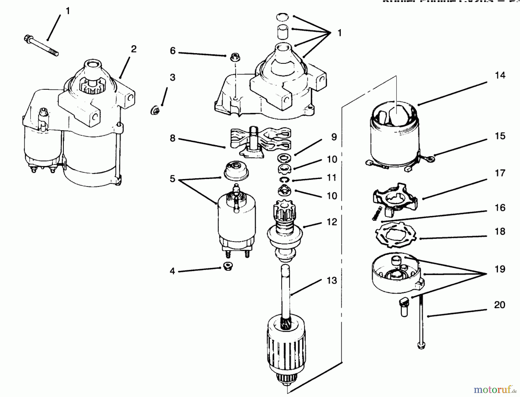  Toro Neu Mowers, Drive Unit Only 30191 - Toro Mid-Size Proline Hydro Traction Unit, 20 hp, 1995 (590001-599999) STARTING SYSTEM