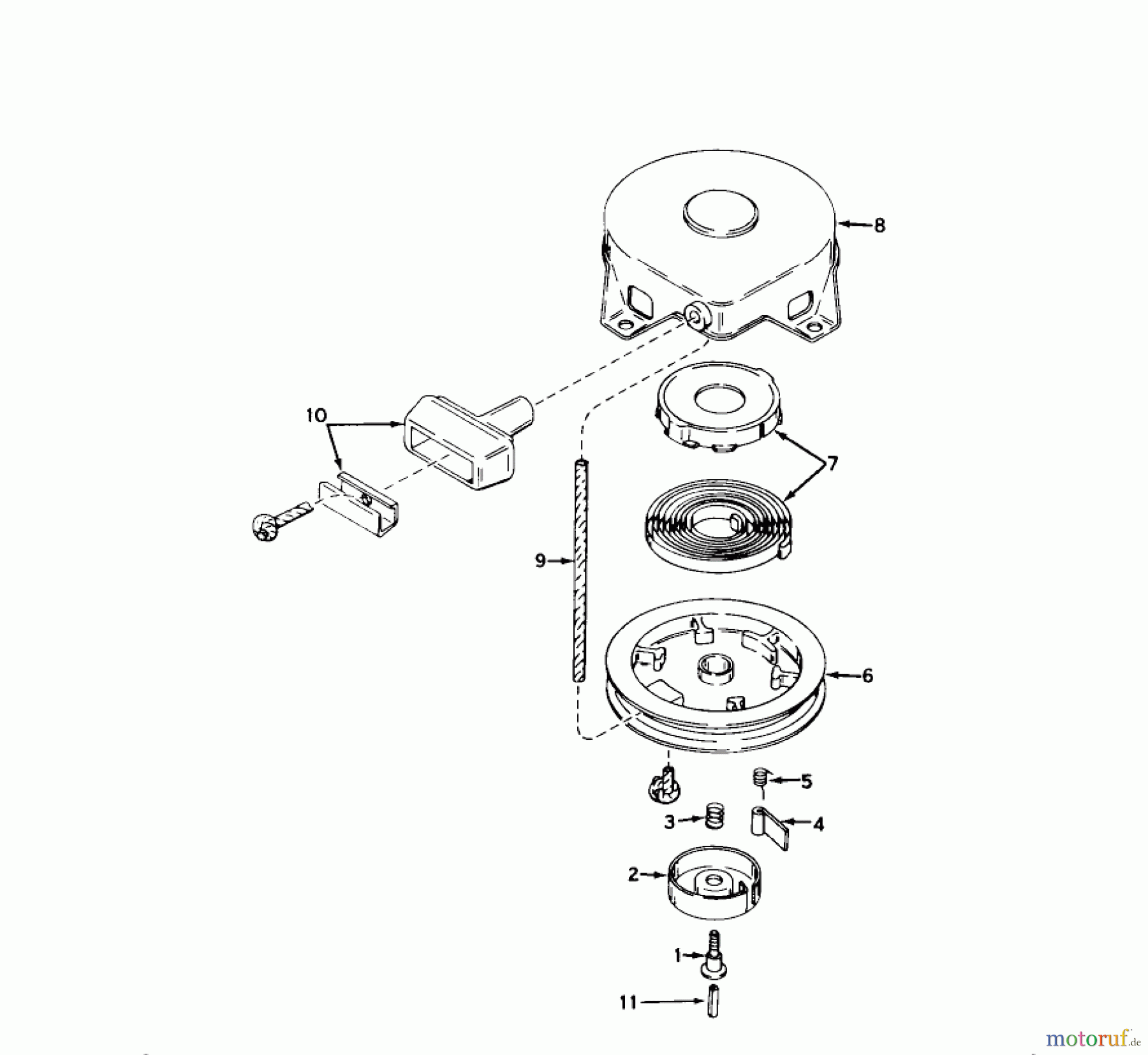 Toro Neu Mowers, Drive Unit Only 40114 - Toro Power Handle, 1971 (1000001-1999999) REWIND STARTER NO. 590420