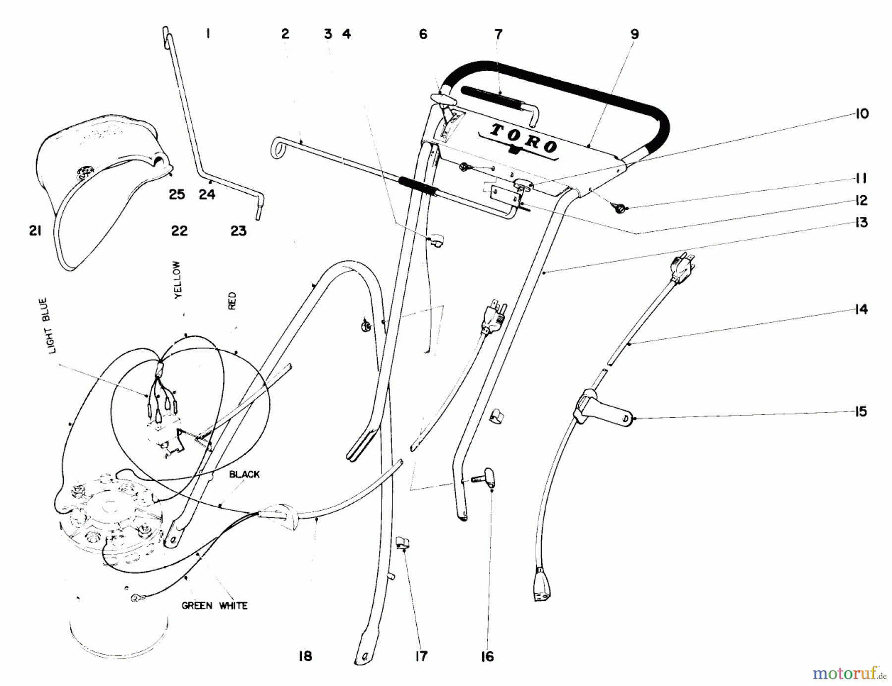  Toro Neu Mowers, Electric 18300 - Toro Electric Whirlwind Lawnmower, 1968 (8000001-8999999) HANDLE ASSEMBLY