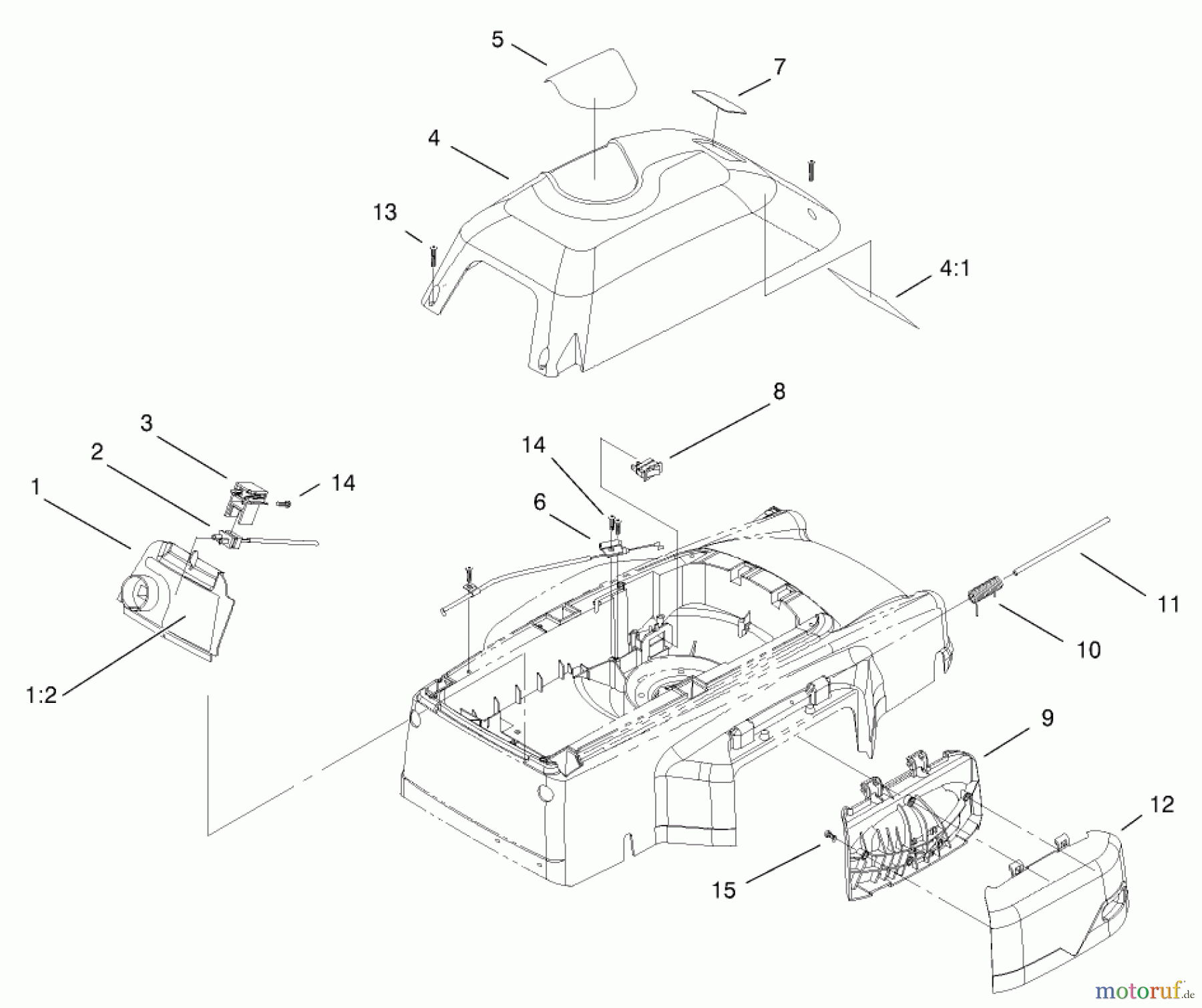  Toro Neu Mowers, Electric 20050 (E120) - Toro Carefree Recycler Electric Mower, E120, 2000 (200000001-200999999) COVER, MULCH PLUG AND PANEL ASSEMBLY