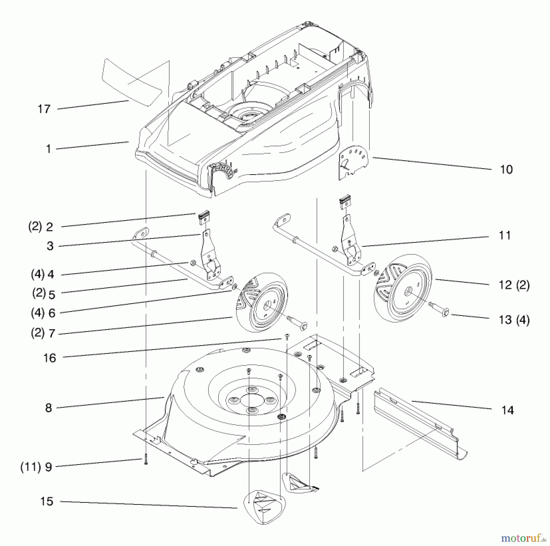  Toro Neu Mowers, Electric 20646 - Toro Carefree Electric WPM, 120 VAC, 1998 (89000001-89999999) DECK, LINER AND WHEEL ASSEMBLY