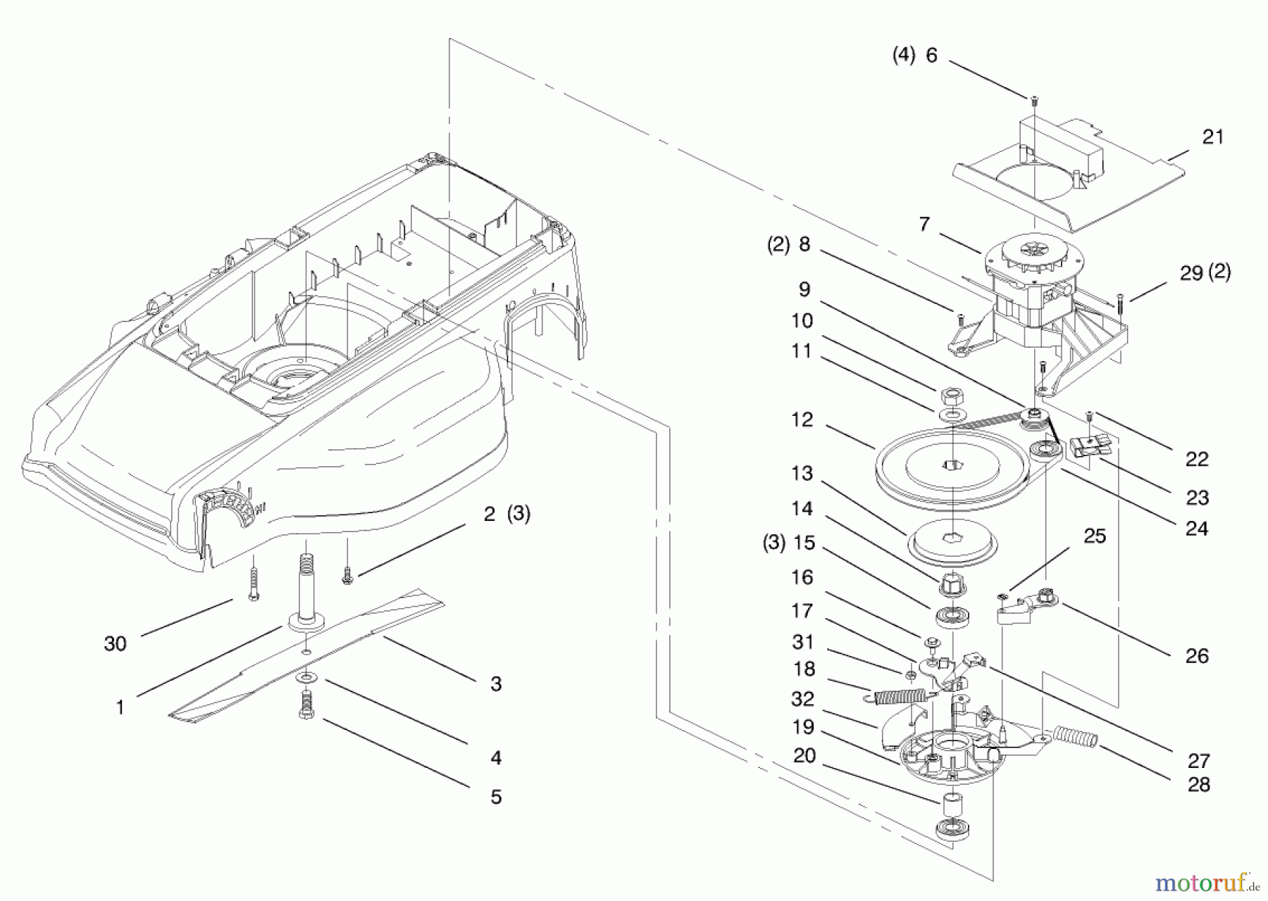  Toro Neu Mowers, Electric 20646 - Toro Carefree Electric WPM, 120 VAC, 1998 (89000001-89999999) MOTOR AND BLADE ASSEMBLY