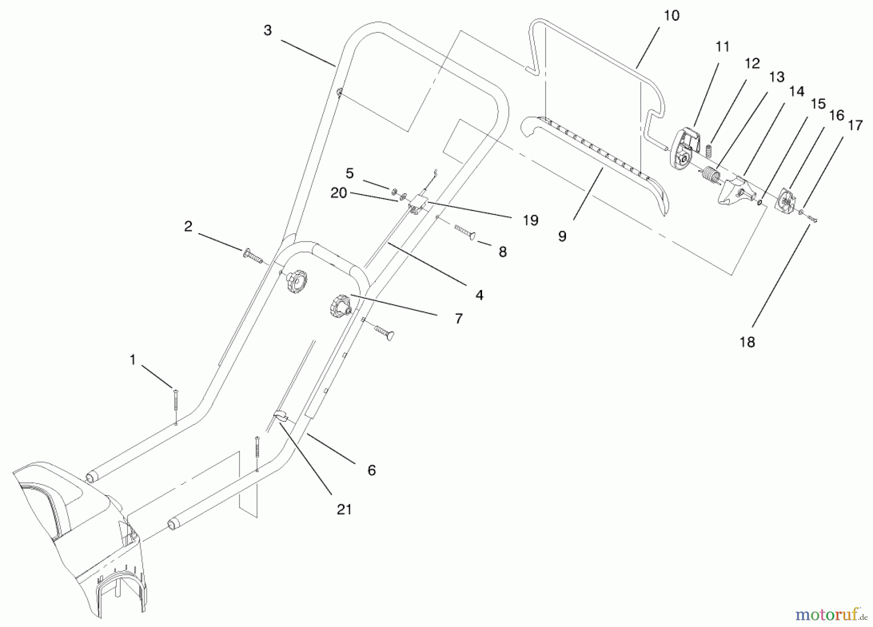  Toro Neu Mowers, Electric 20649 - Toro Carefree Electric WPM, 36 VDC, 1996 (6900001-6999999) HANDLE AND CONTROLS ASSEMBLY