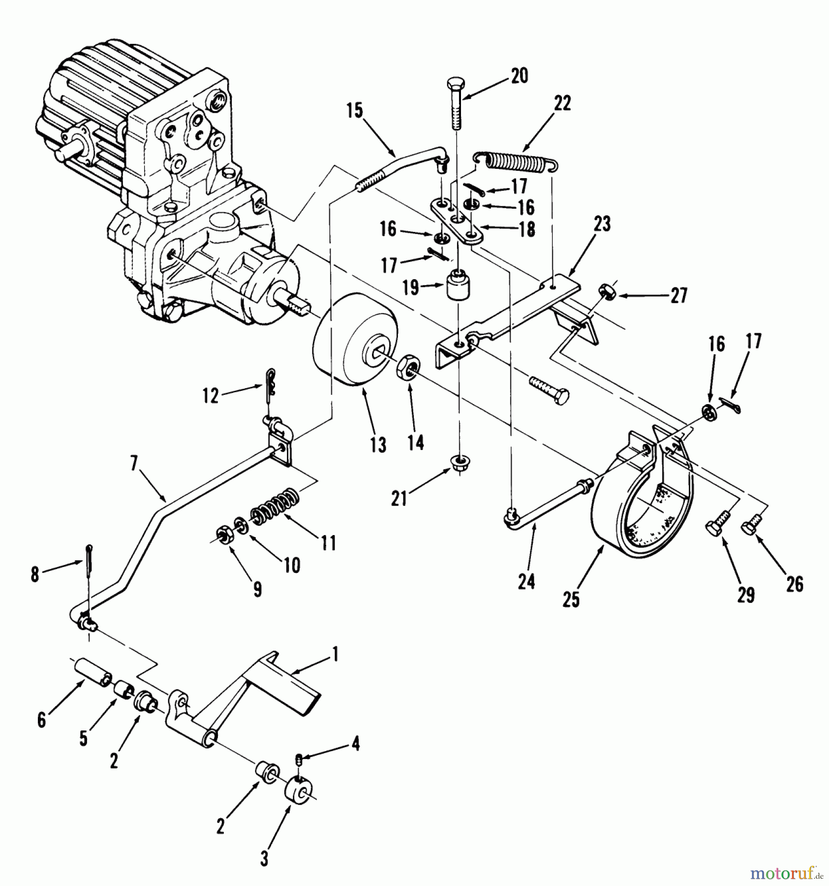 Toro Neu Mowers, Lawn & Garden Tractor Seite 1 01-12KS01 (C-125) - Toro C-125 Automatic Tractor, 1980 CLUTCH, BRAKE AND SPEED CONTROL LINKAGE #3