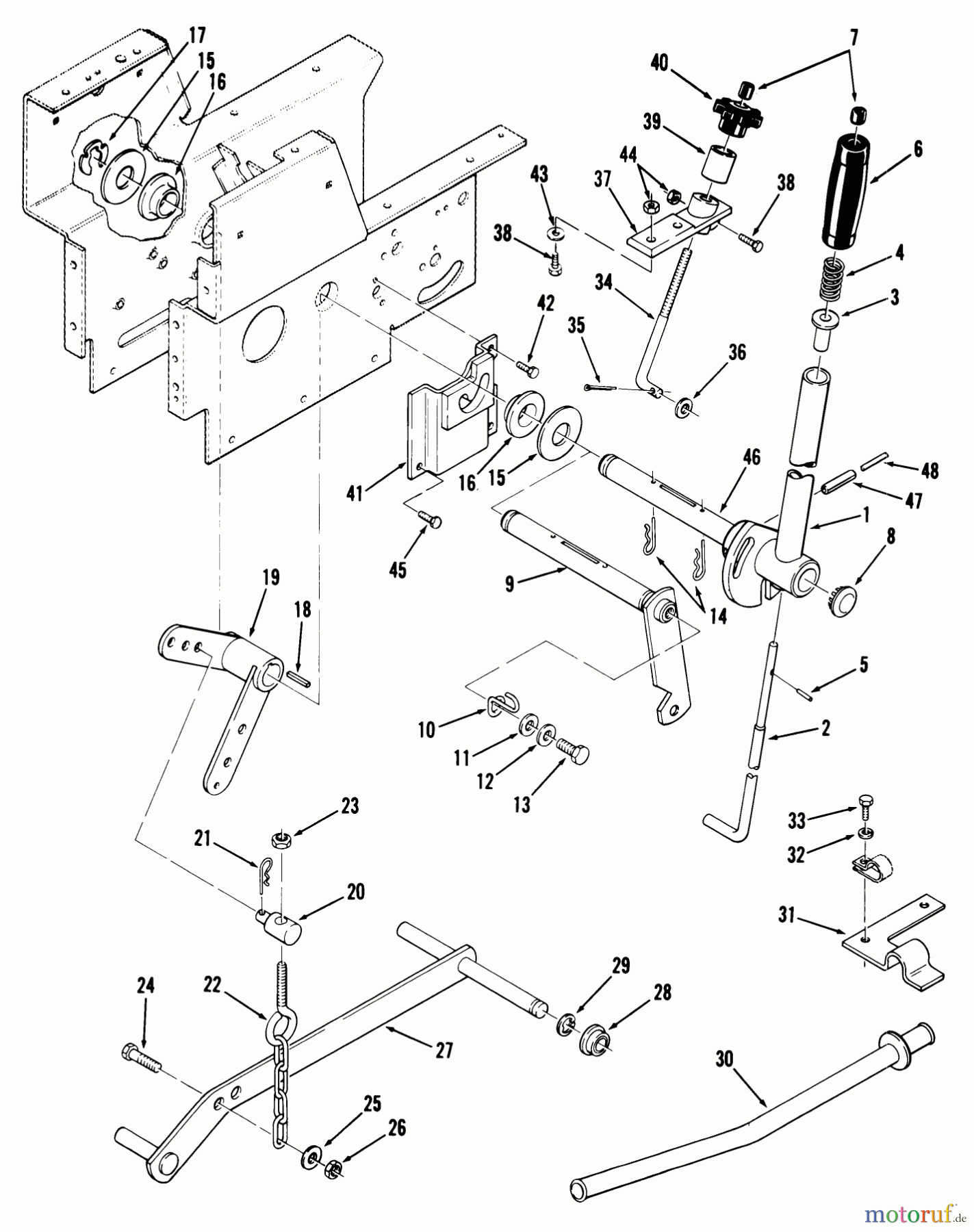 Toro Neu Mowers, Lawn & Garden Tractor Seite 1 01-12KS01 (C-125) - Toro C-125 Automatic Tractor, 1980 LIFT LINKAGE