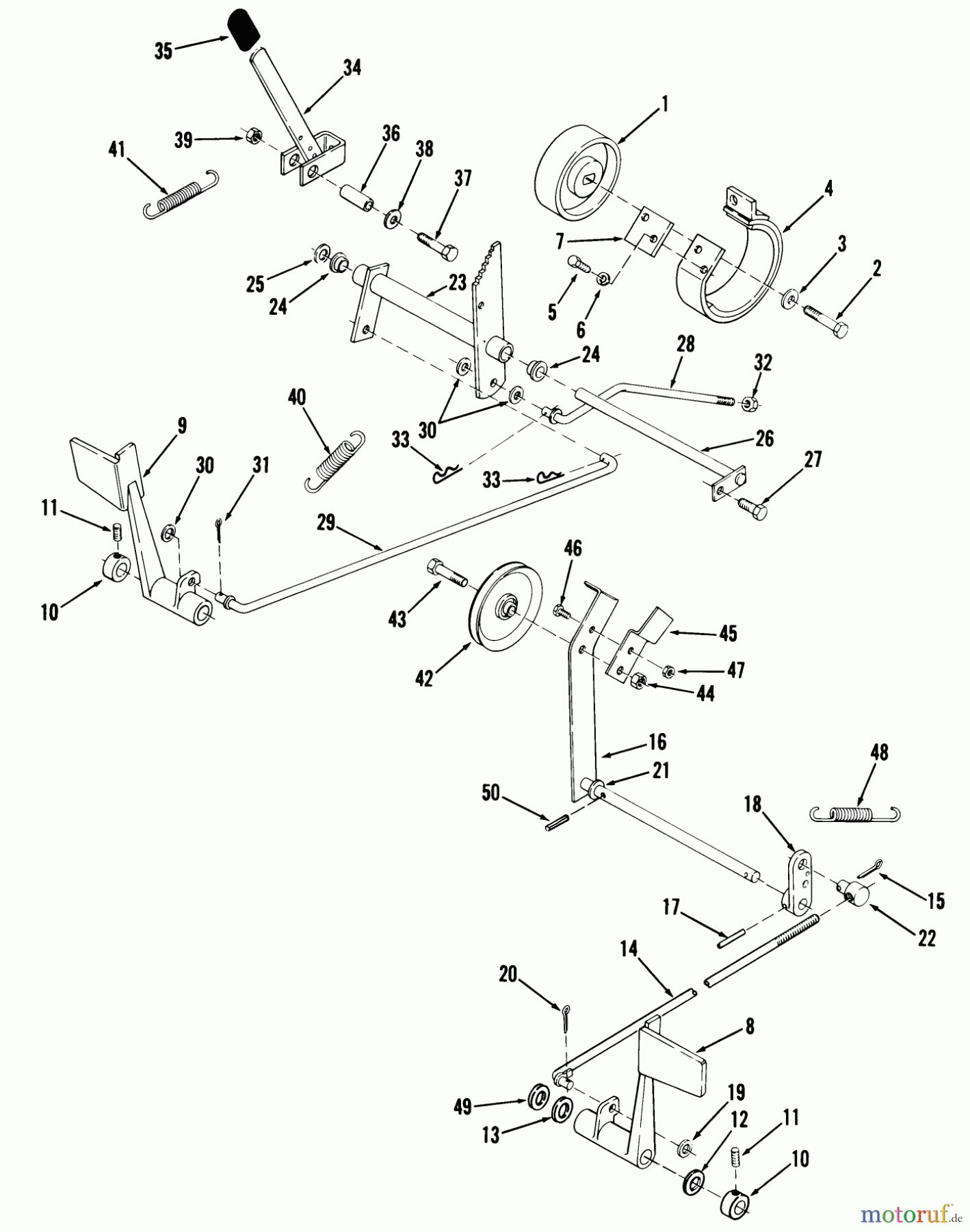 Toro Neu Mowers, Lawn & Garden Tractor Seite 1 01-16K802 (C-165) - Toro C-165 8-Speed Tractor, 1981 CLUTCH, BRAKE AND SPEED CONTROL LINKAGE #1