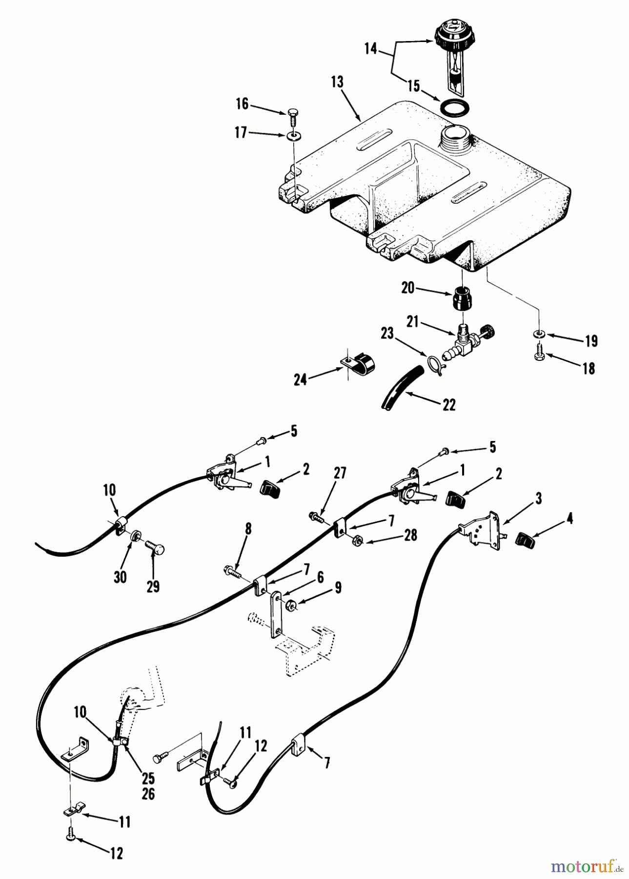 Toro Neu Mowers, Lawn & Garden Tractor Seite 1 01-14KE01 (C-145) - Toro C-145 Automatic Tractor, 1980 THROTTLE, CHOKE AND FUEL SYSTEM