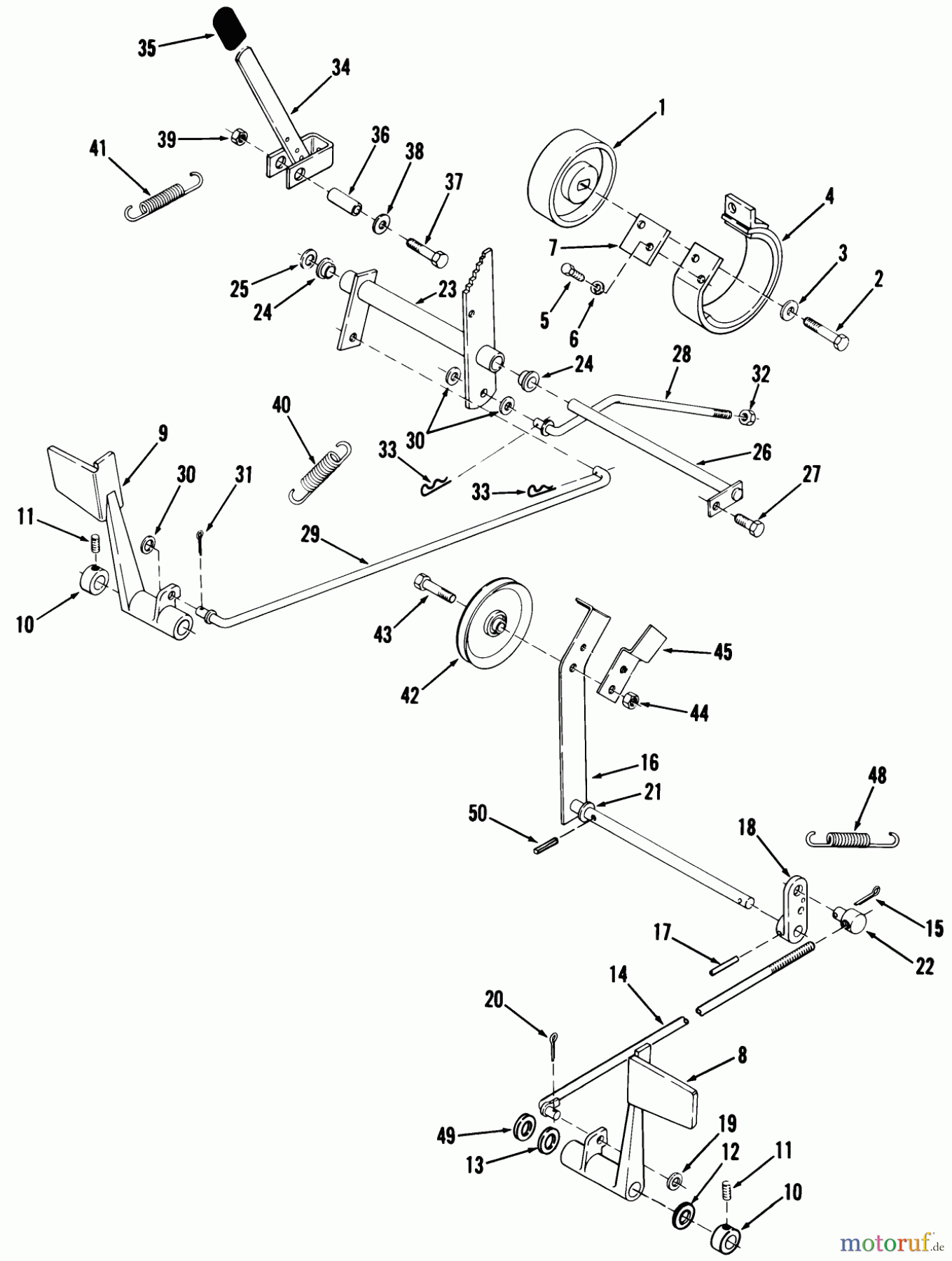 Toro Neu Mowers, Lawn & Garden Tractor Seite 1 01-17K803 (C-175) - Toro C-175 Twin 8-Speed Tractor, 1982 CLUTCH, BRAKE AND SPEED CONTROL LINKAGE #1
