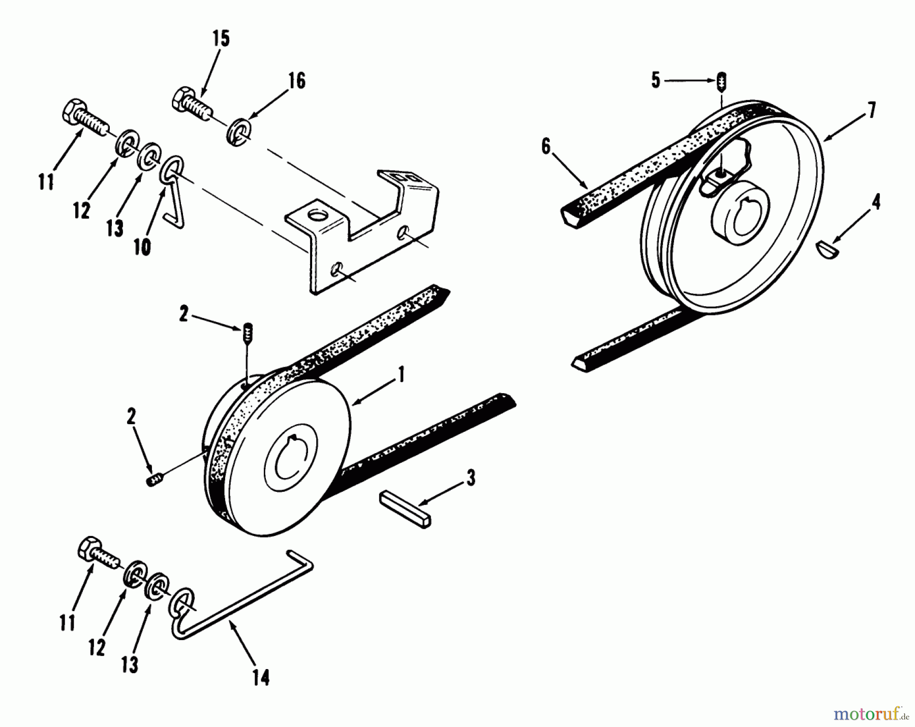  Toro Neu Mowers, Lawn & Garden Tractor Seite 1 01-11B803 (1100) - Toro 1100 Special Tractor, 1980 DRIVE BELT AND PULLEYS