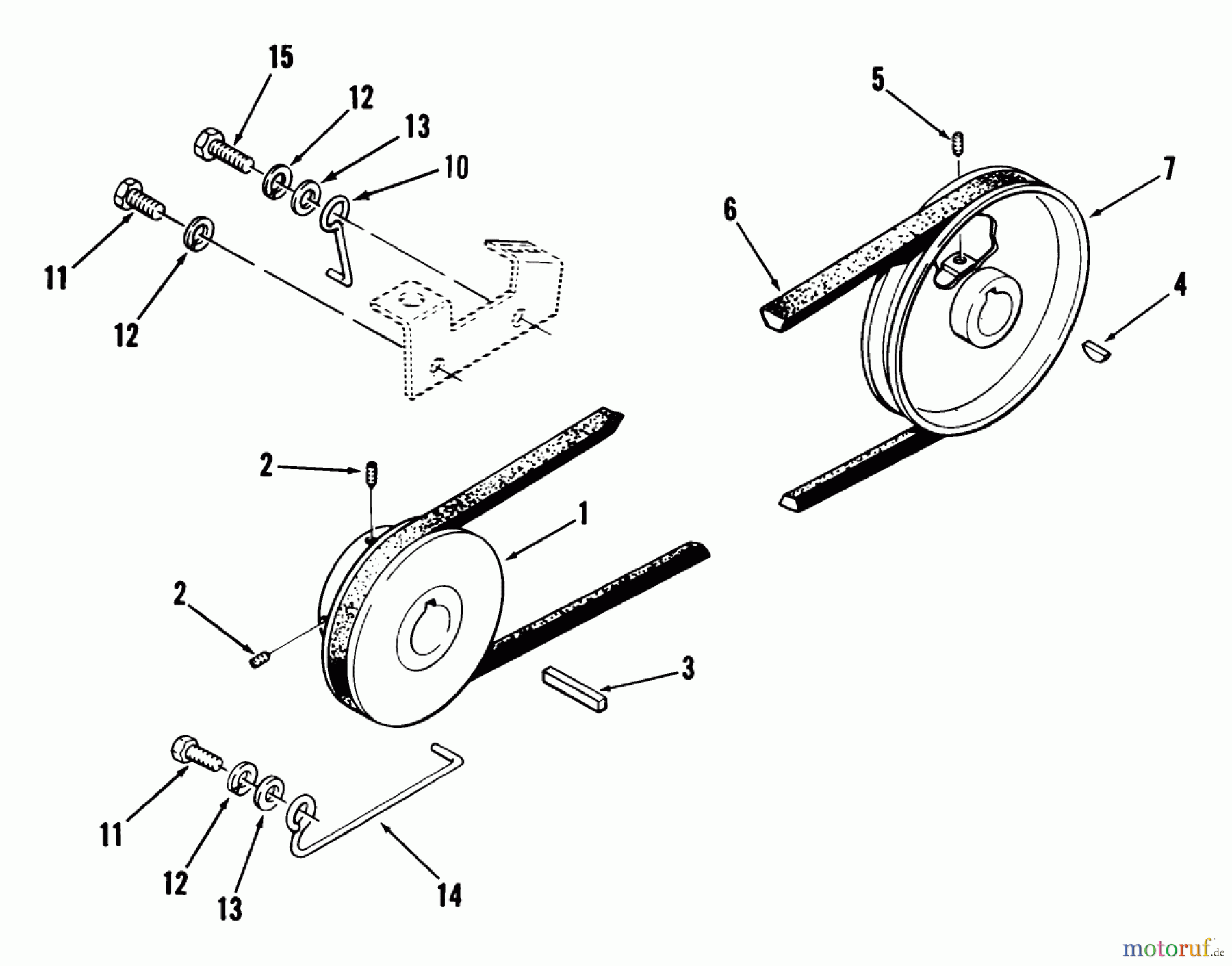 Toro Neu Mowers, Lawn & Garden Tractor Seite 1 01-16KH01 (SK-486) - Toro SK-486 8-Speed Garden Tractor, 1982 DRIVE BELT AND PULLEYS