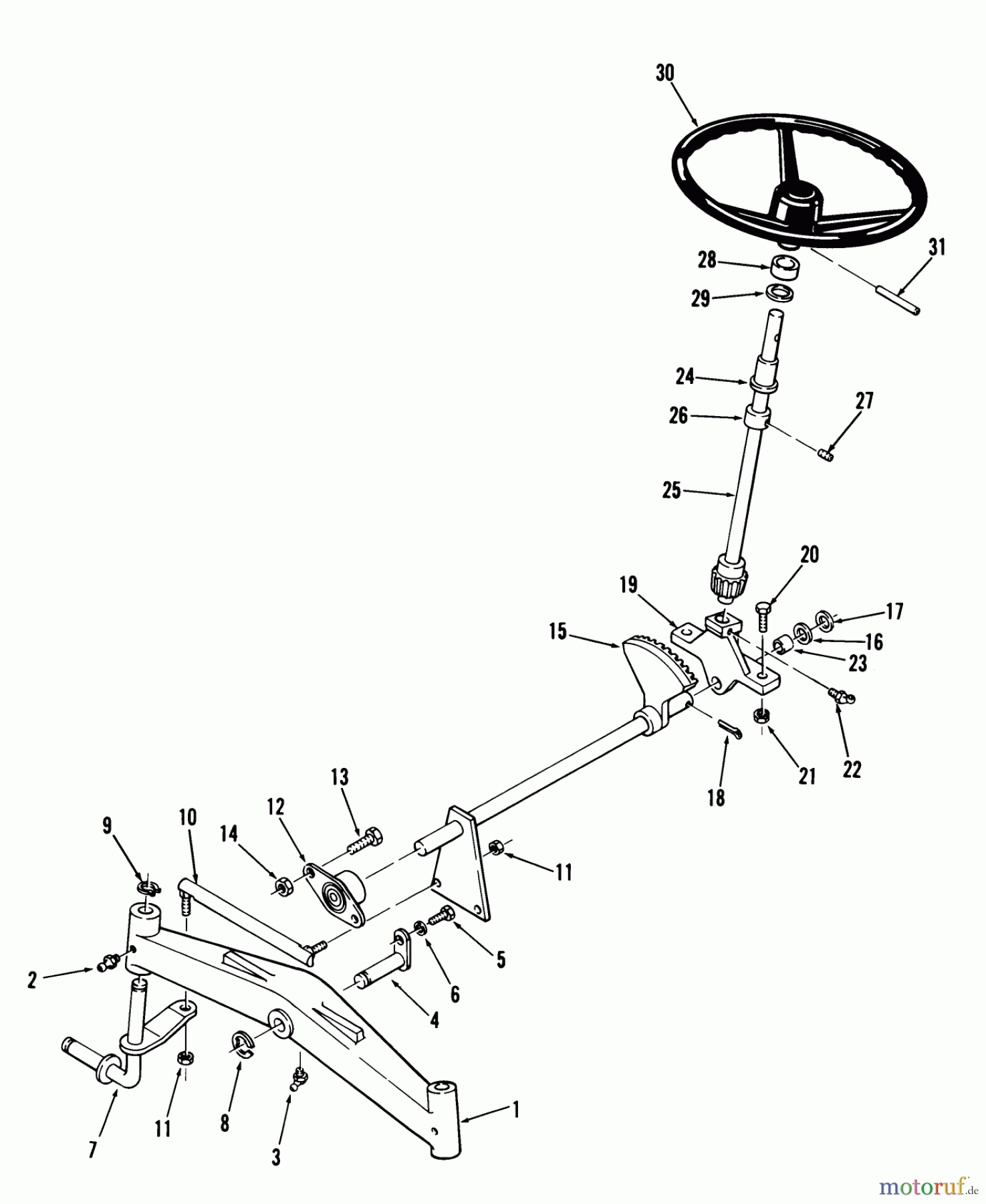 Toro Neu Mowers, Lawn & Garden Tractor Seite 1 01-11BH01 (SB-421) - Toro SB-421 8-Speed Garden Tractor, 1982 FRONT AXLE AND STEERING