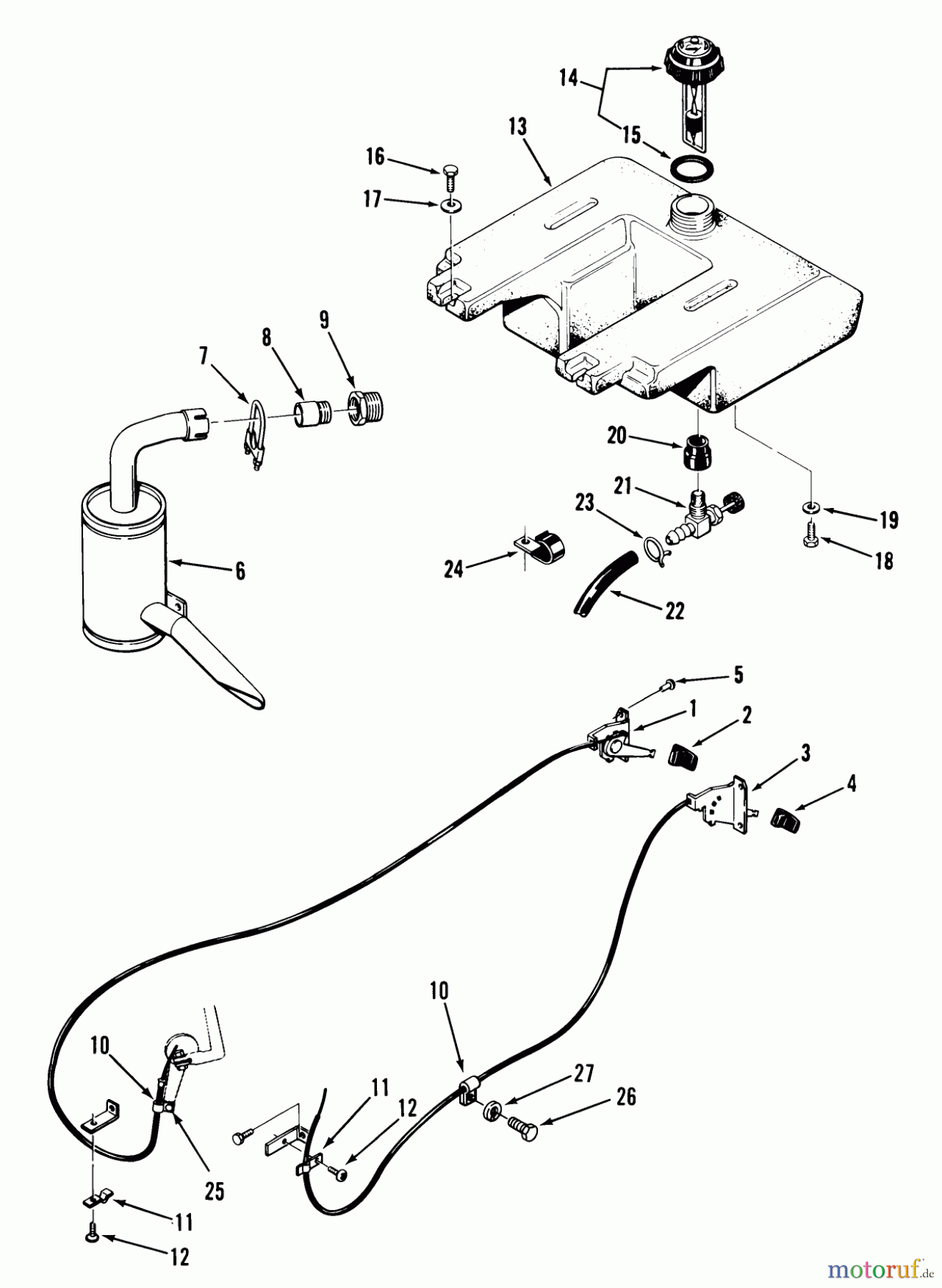 Toro Neu Mowers, Lawn & Garden Tractor Seite 1 01-11BH01 (SB-421) - Toro SB-421 8-Speed Garden Tractor, 1982 FUEL AND EXHAUST SYSTEM - SK-486
