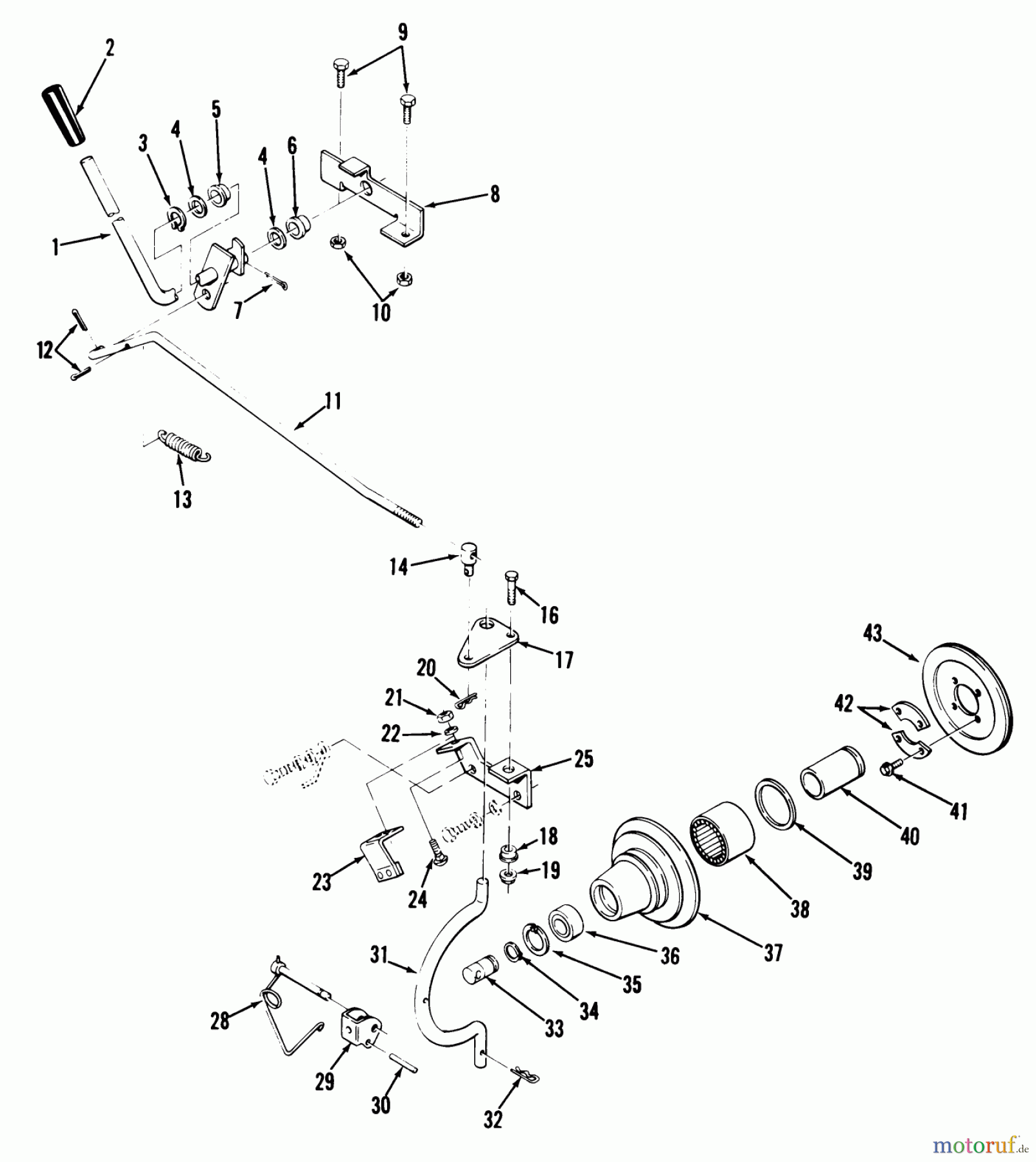 Toro Neu Mowers, Lawn & Garden Tractor Seite 1 01-11BH01 (SB-421) - Toro SB-421 8-Speed Garden Tractor, 1982 PTO CLUTCH AND CONTROL