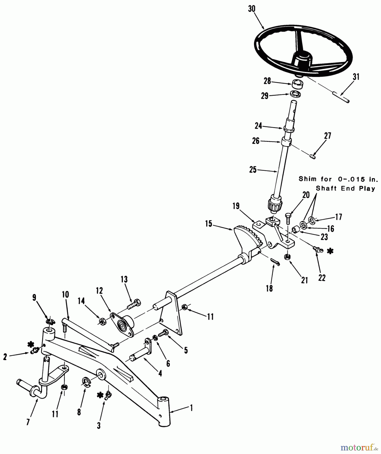 Toro Neu Mowers, Lawn & Garden Tractor Seite 1 01-17KE03 (C-175) - Toro C-175 Twin Automatic Tractor, 1983 FRONT AXLE AND STEERING