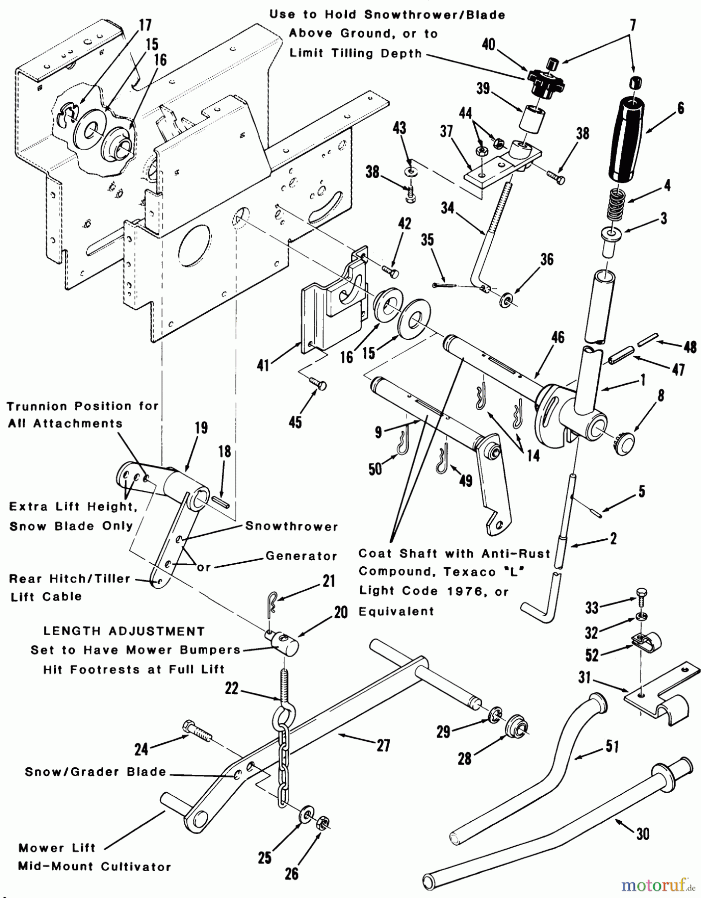 Toro Neu Mowers, Lawn & Garden Tractor Seite 1 11-08K801 (C-85) - Toro C-85 8-Speed Tractor, 1983 LIFT LINKAGE