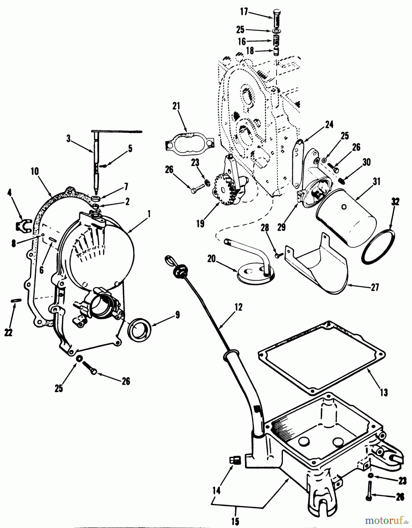 Toro Neu Mowers, Lawn & Garden Tractor Seite 1 01-16OS01 (D-160) - Toro D-160 Automatic Tractor, 1980 D-160 ONAN ENGINE, GEAR COVER, OIL BASE AND PUMP GROUP