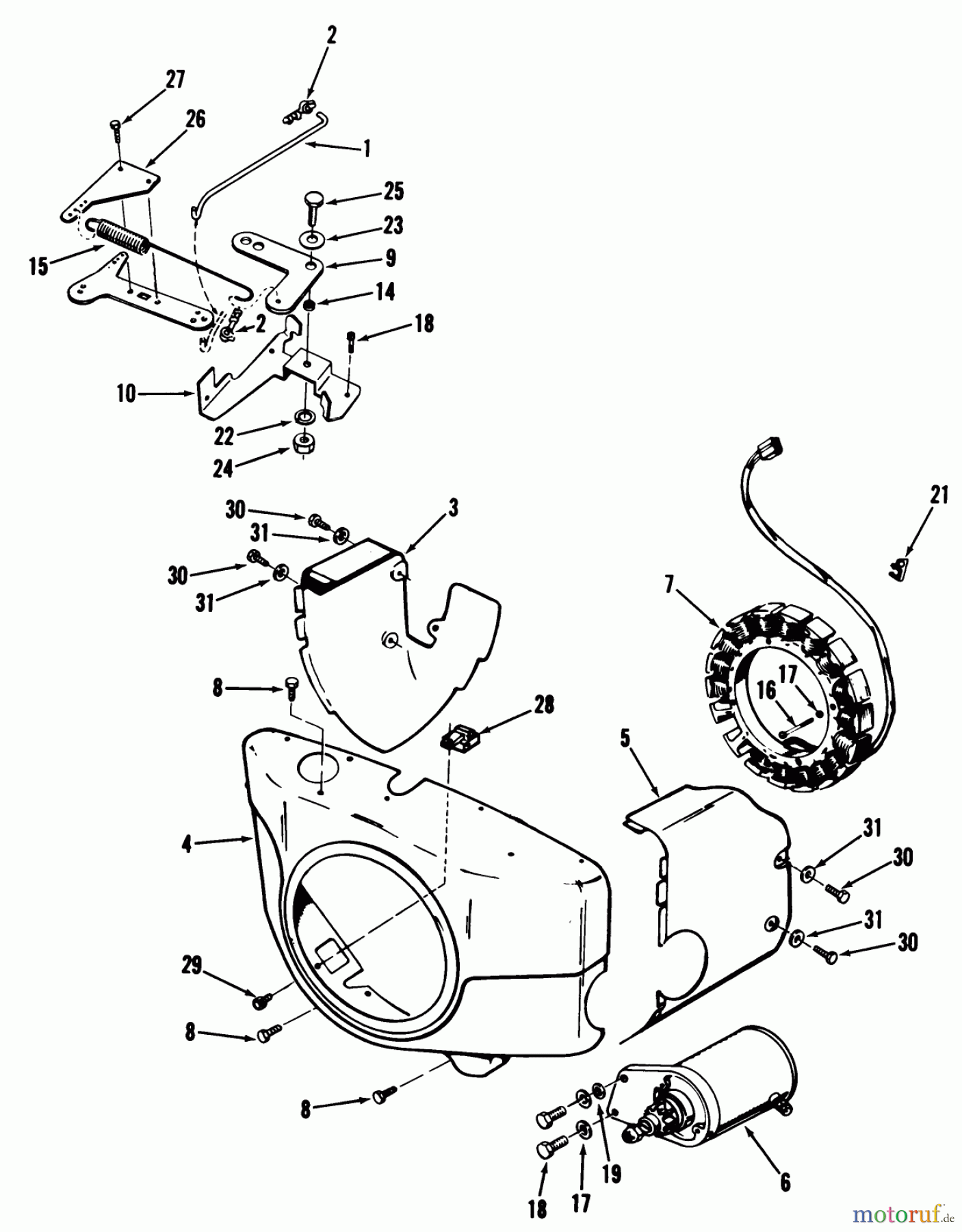  Toro Neu Mowers, Lawn & Garden Tractor Seite 1 01-20KS00 (D-200) - Toro D-200 Automatic Tractor, 1980 D-160 ONAN ENGINE, GOVERNOR, STARTER, CHARGING ALTERNATOR AND BLOWER HOUSING GROUP