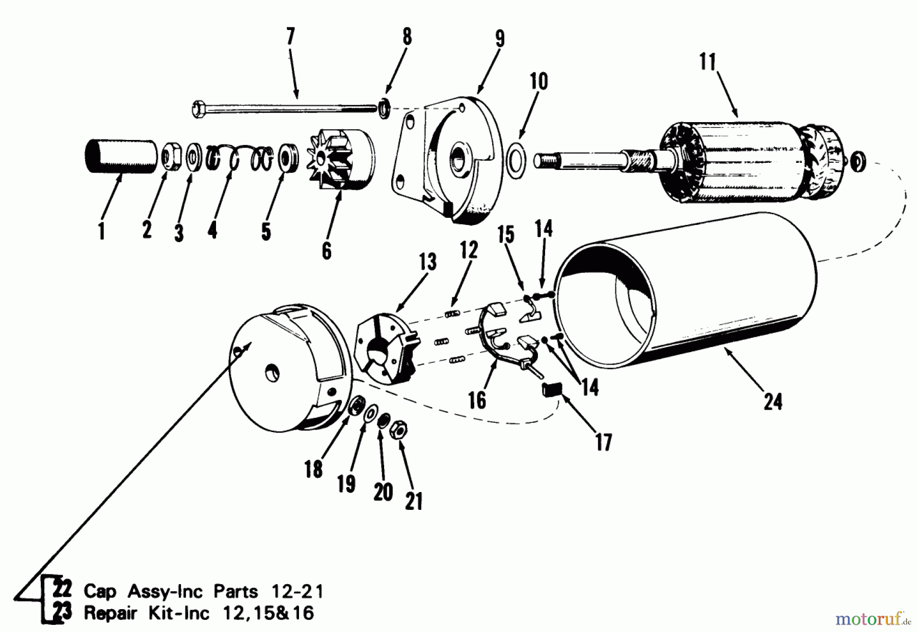  Toro Neu Mowers, Lawn & Garden Tractor Seite 1 01-20KS00 (D-200) - Toro D-200 Automatic Tractor, 1980 D-160 ONAN ENGINE, STARTING MOTOR PARTS GROUP