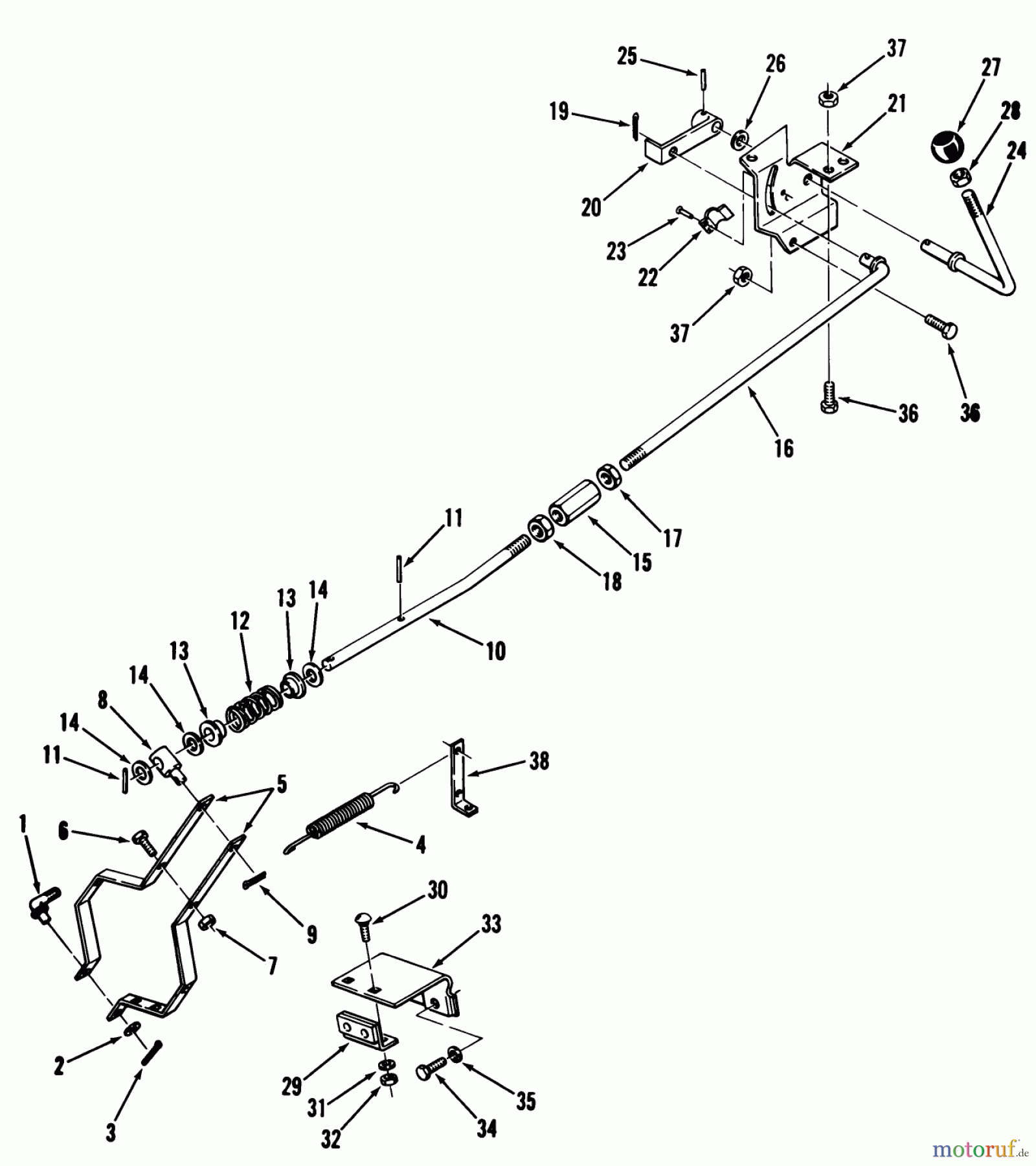 Toro Neu Mowers, Lawn & Garden Tractor Seite 1 01-20KS00 (D-200) - Toro D-200 Automatic Tractor, 1980 MANUAL PTO CLUTCH LINKAGE (D-200)