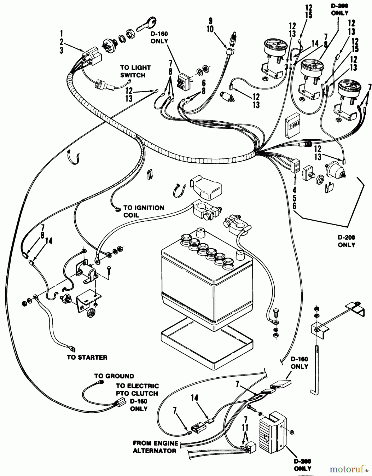 Toro Neu Mowers, Lawn & Garden Tractor Seite 1 01-16OS01 (D-160) - Toro D-160 Automatic Tractor, 1980 WIRING HARNESS COMPONENT PARTS