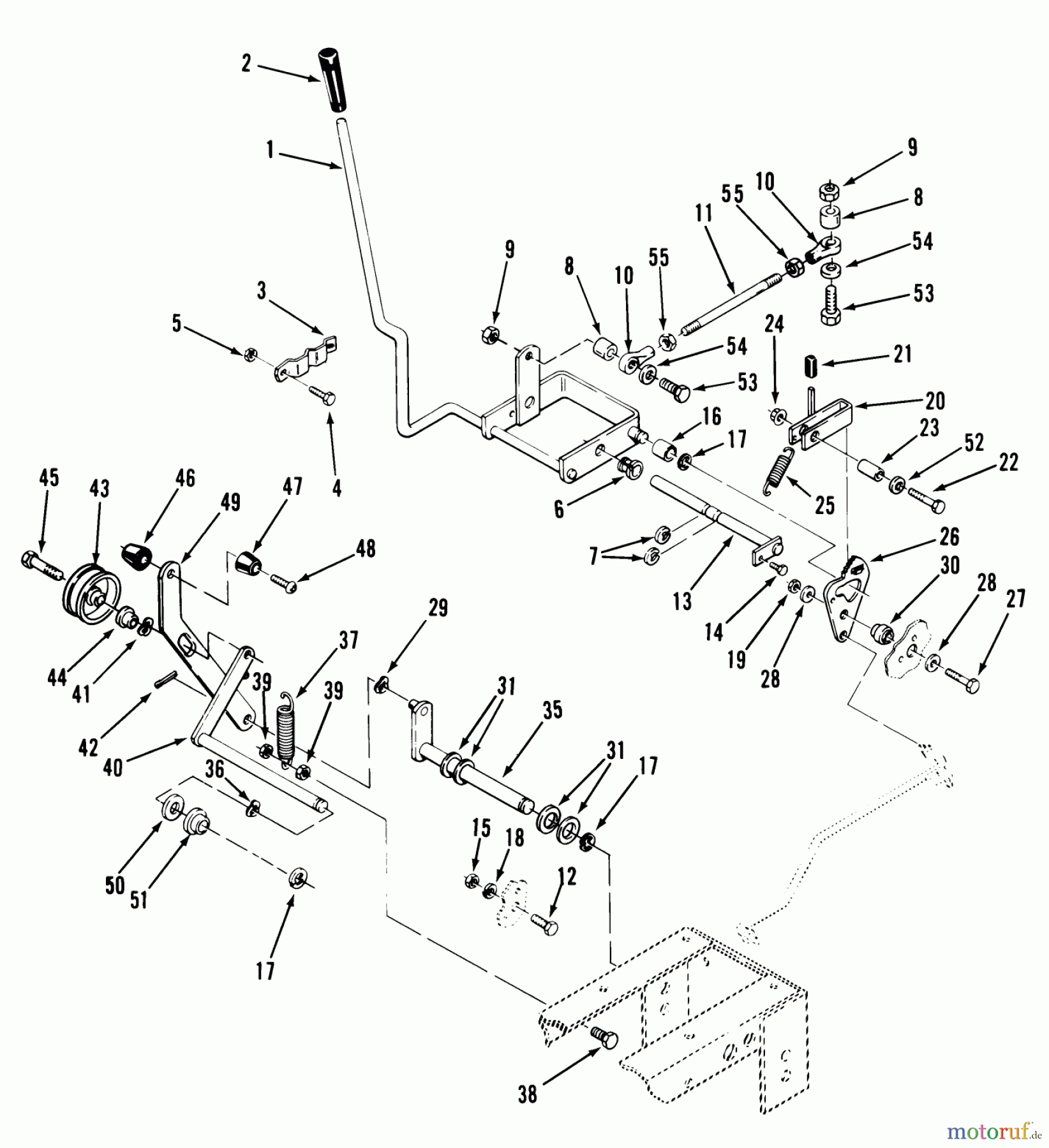 Toro Neu Mowers, Lawn & Garden Tractor Seite 1 01-19KE01 (C-195) - Toro C-195 Twin Automatic Tractor, 1982 CLUTCH, BRAKE AND MOTION CONTROL LINKAGE #1