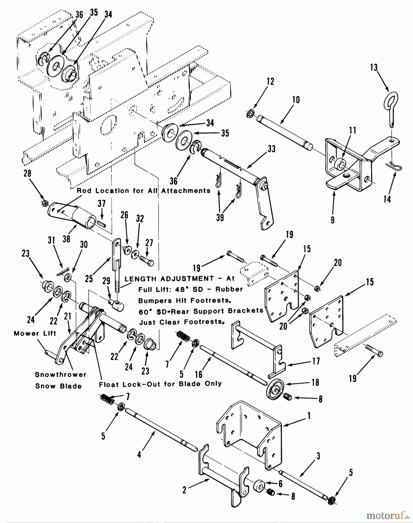 Toro Neu Mowers, Lawn & Garden Tractor Seite 1 01-19KE01 (C-195) - Toro C-195 Twin Automatic Tractor, 1982 HITCHES AND LIFT LINKAGE